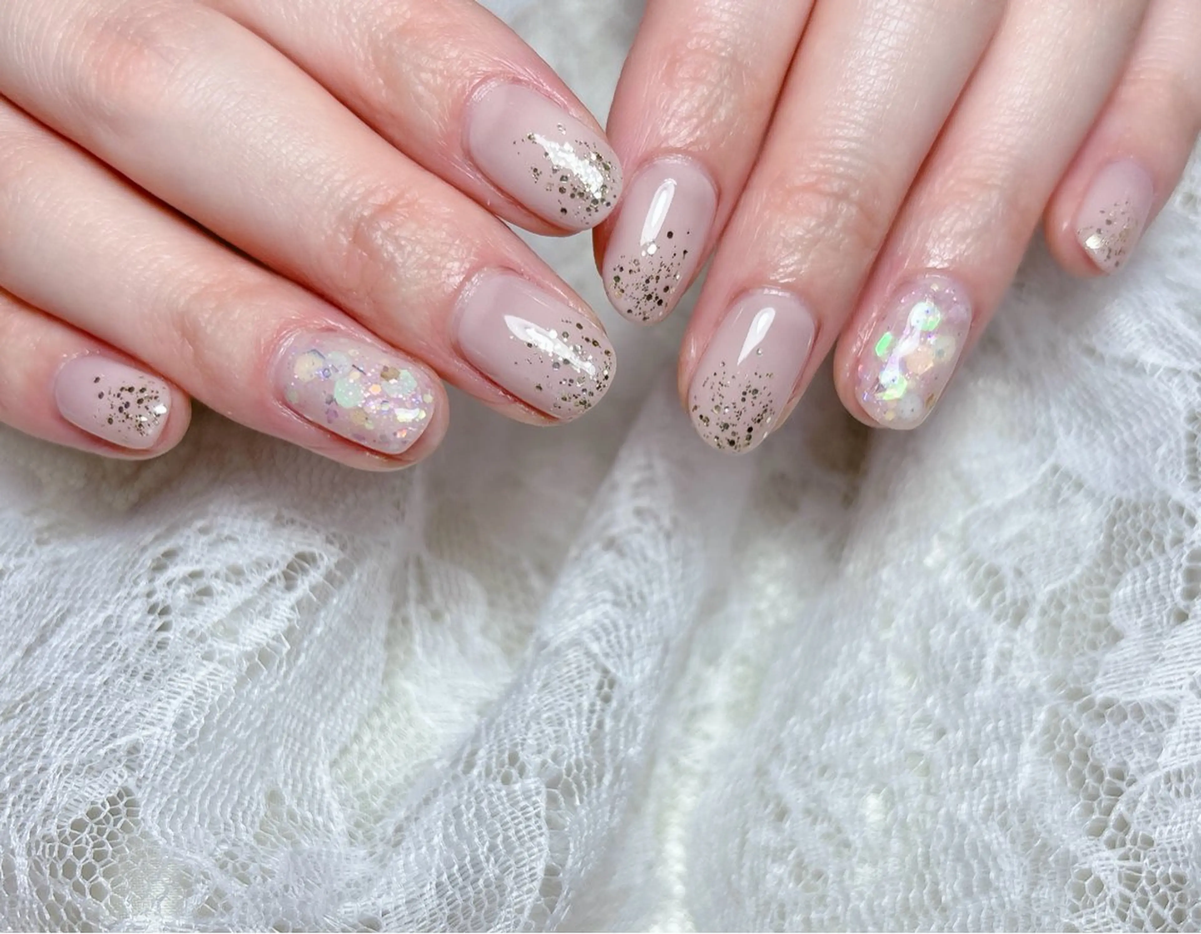 ネイル グラデーション ラメ(グリッター) ラメグラデーション ハンドネイル FLARE NAIL フレアネイルのネイルデザイン