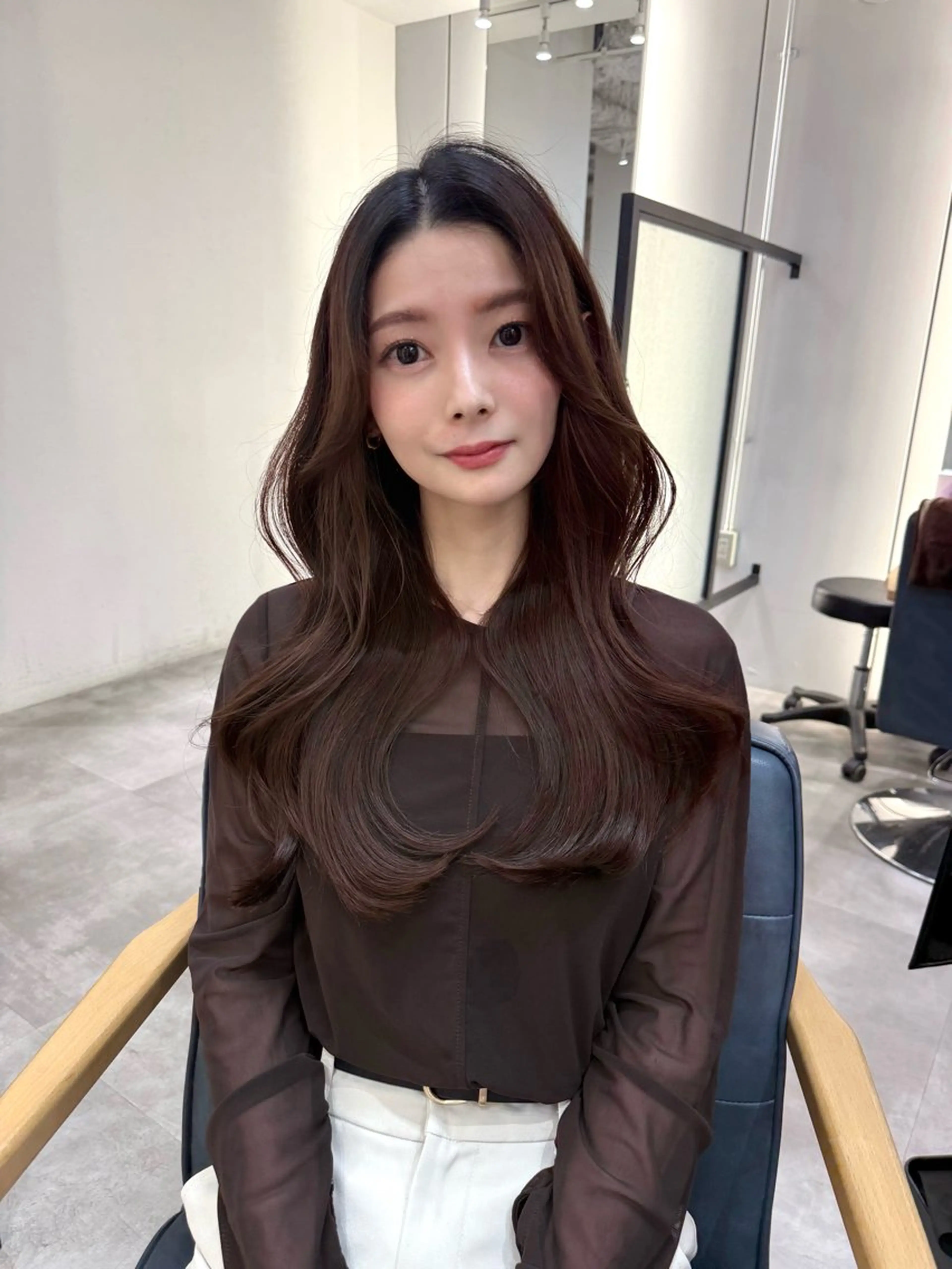 ロング 顔周りカット レイヤーカット カット ヘアカラー 韓国風パーマ/ 菅沼 成郷のヘアスタイル