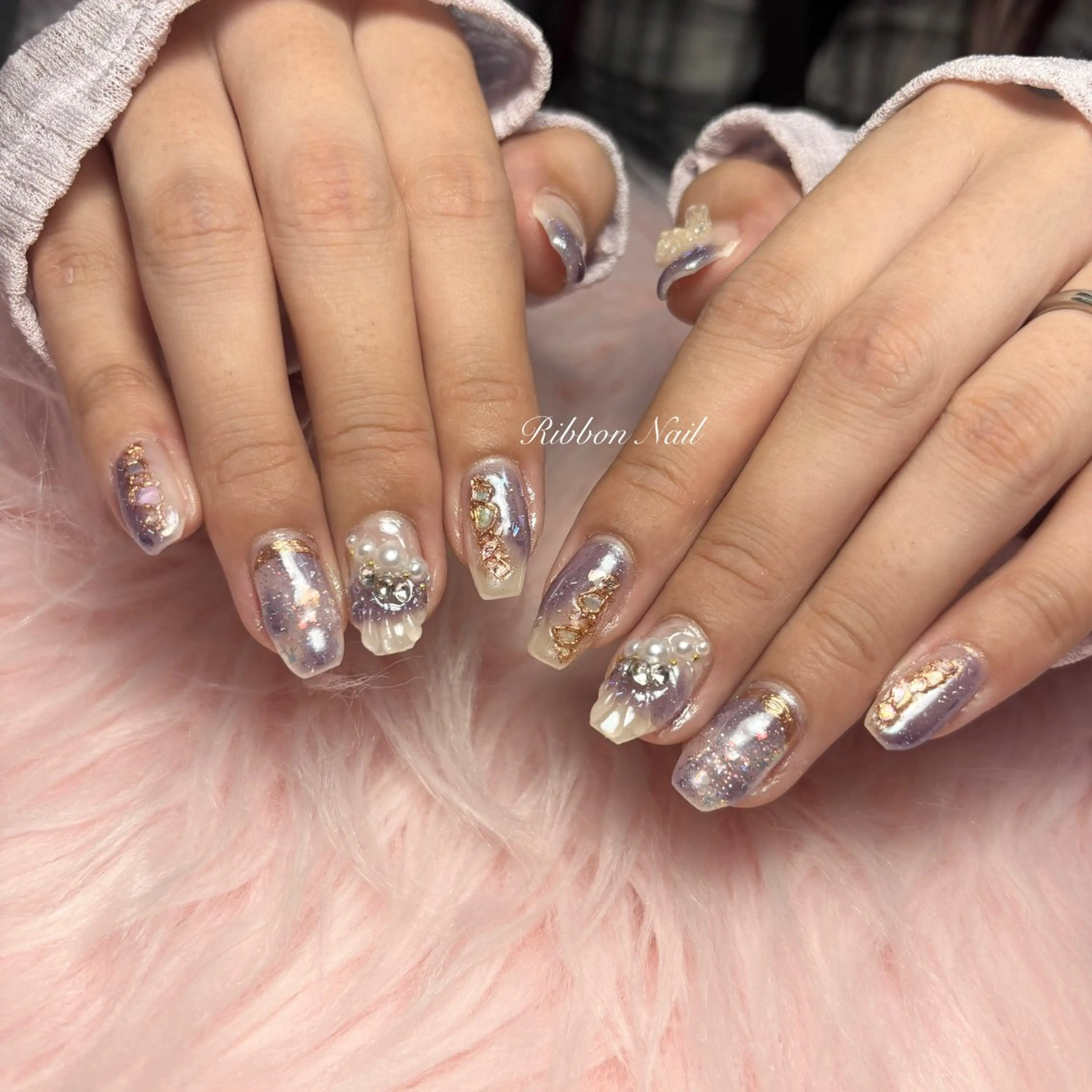 ネイル ニュアンスネイル ハンドネイル Ribbon nailのネイルデザイン