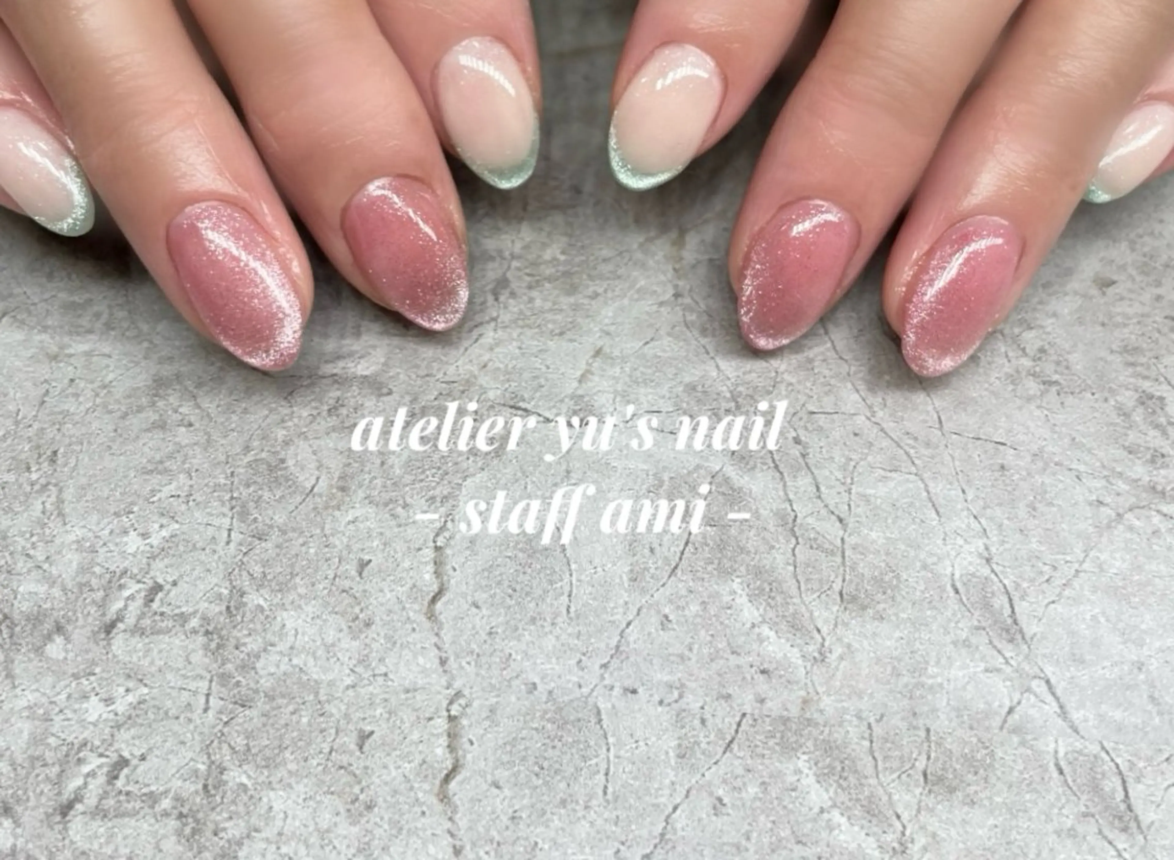 ネイル フレンチネイル ジェルネイル キラキラネイル マグネットネイル ハンドネイル ハンドケア atelier yu's nail所属・atelier yu's nailのネイルデザイン