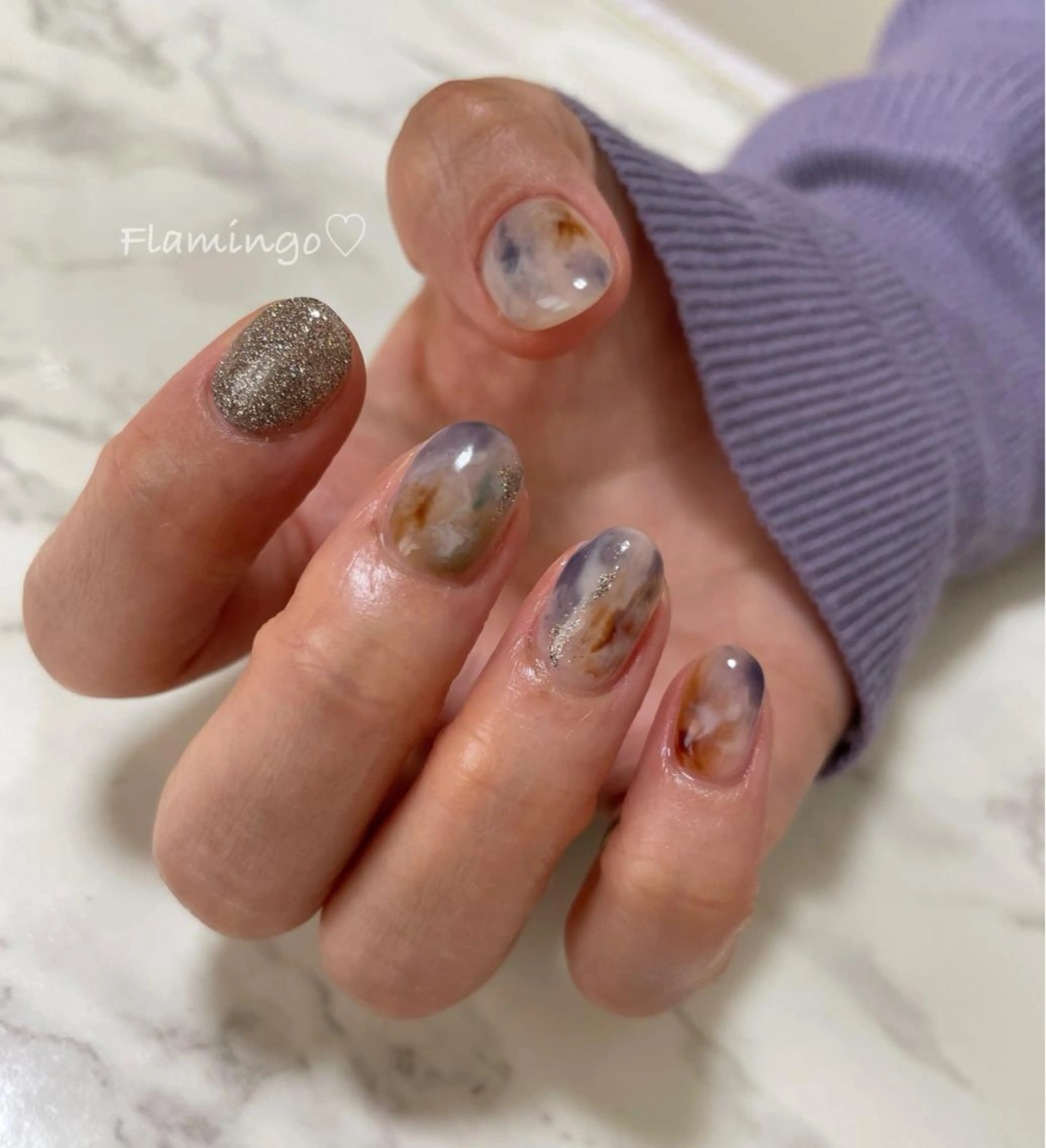 ネイル アートネイル ジェルネイル ニュアンスネイル シンプル／上品／爪育 ☺︎Flamingoのネイルデザイン