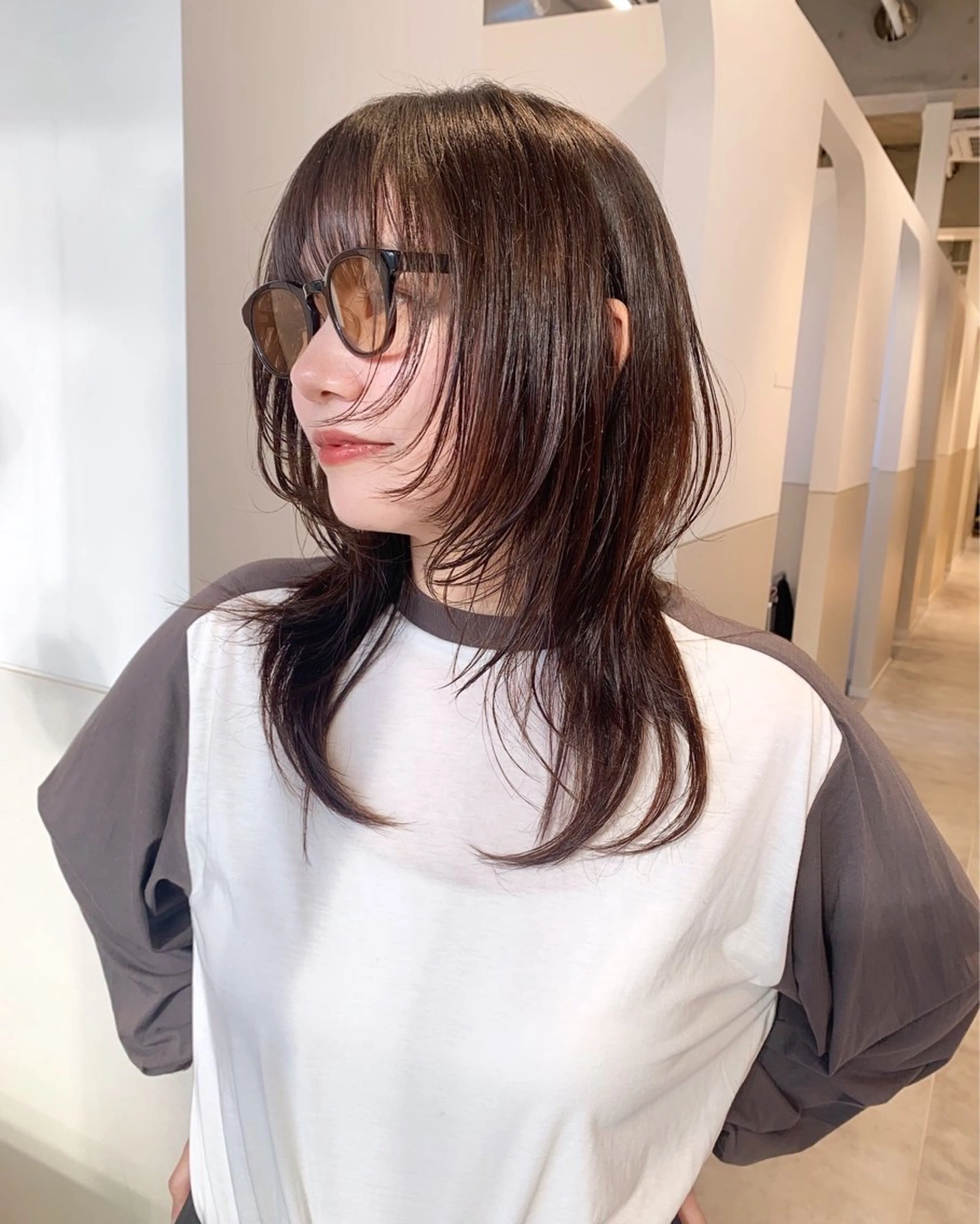 セミロング ハッシュカット カット モード/レイヤー/ ウルフ/パーマ✂︎のヘアスタイル