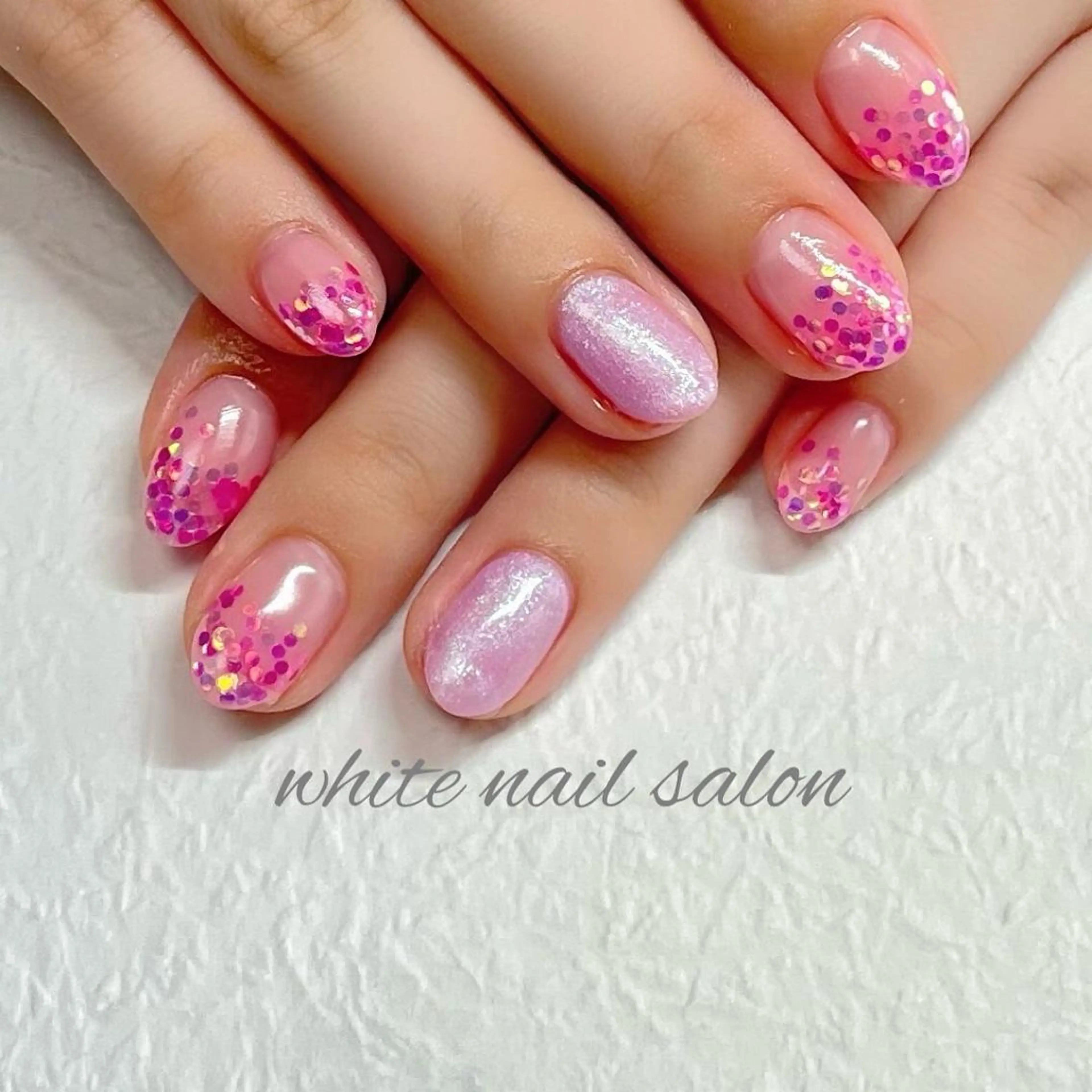 ネイル フットネイル ジェルネイル ハードジェル ラメ(グリッター) 持ち込み ハンドネイル white nail salonのネイルデザイン