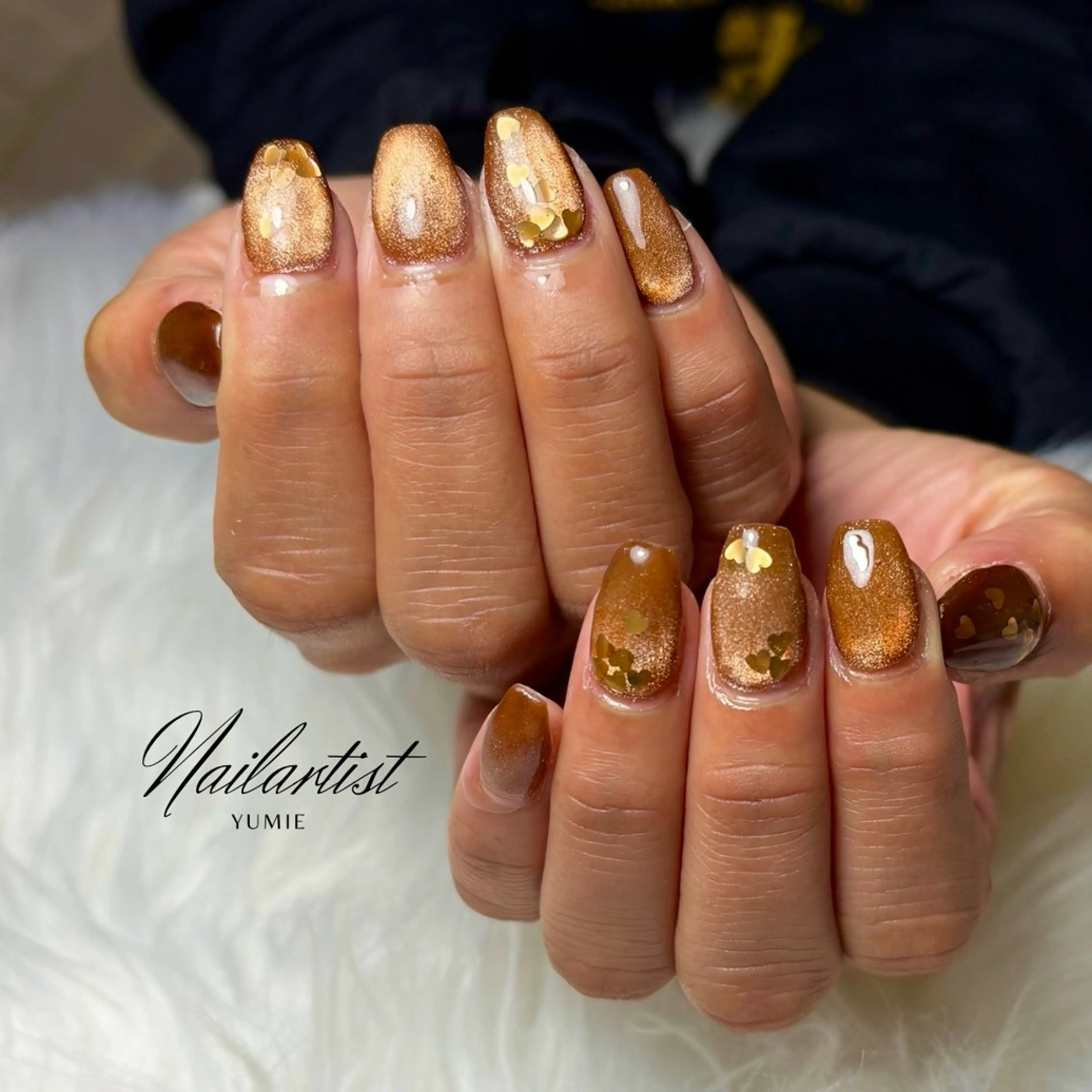 ネイル ゴールド ハート フットネイル Setsalon Churaku Nailist Yumie所属・【沖縄市安慶田】 🤍Yumieのネイルデザイン