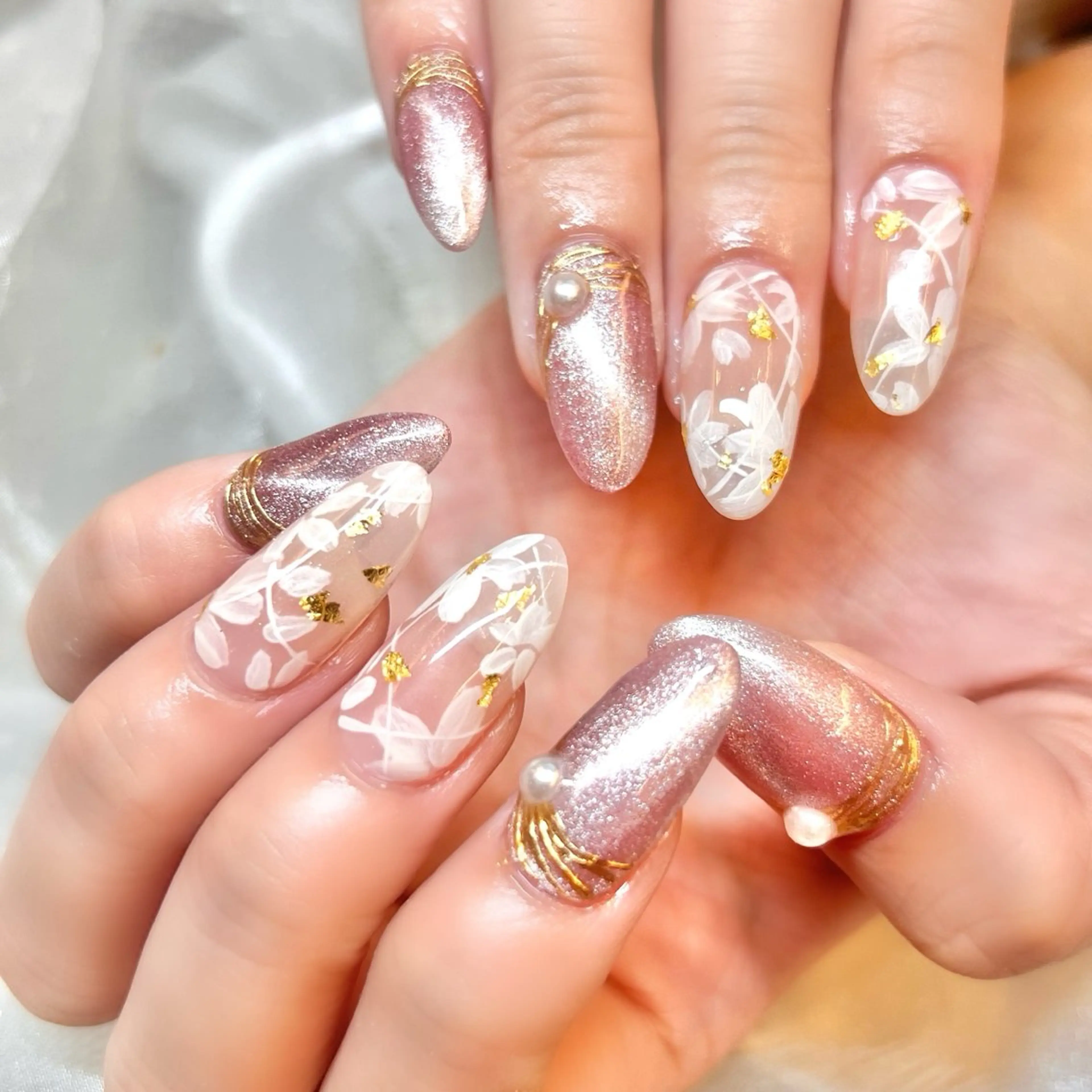 ネイル アートネイル オーロラネイル ジェルネイル 韓国ネイル ロングネイル ハンドネイル clover nailのネイルデザイン