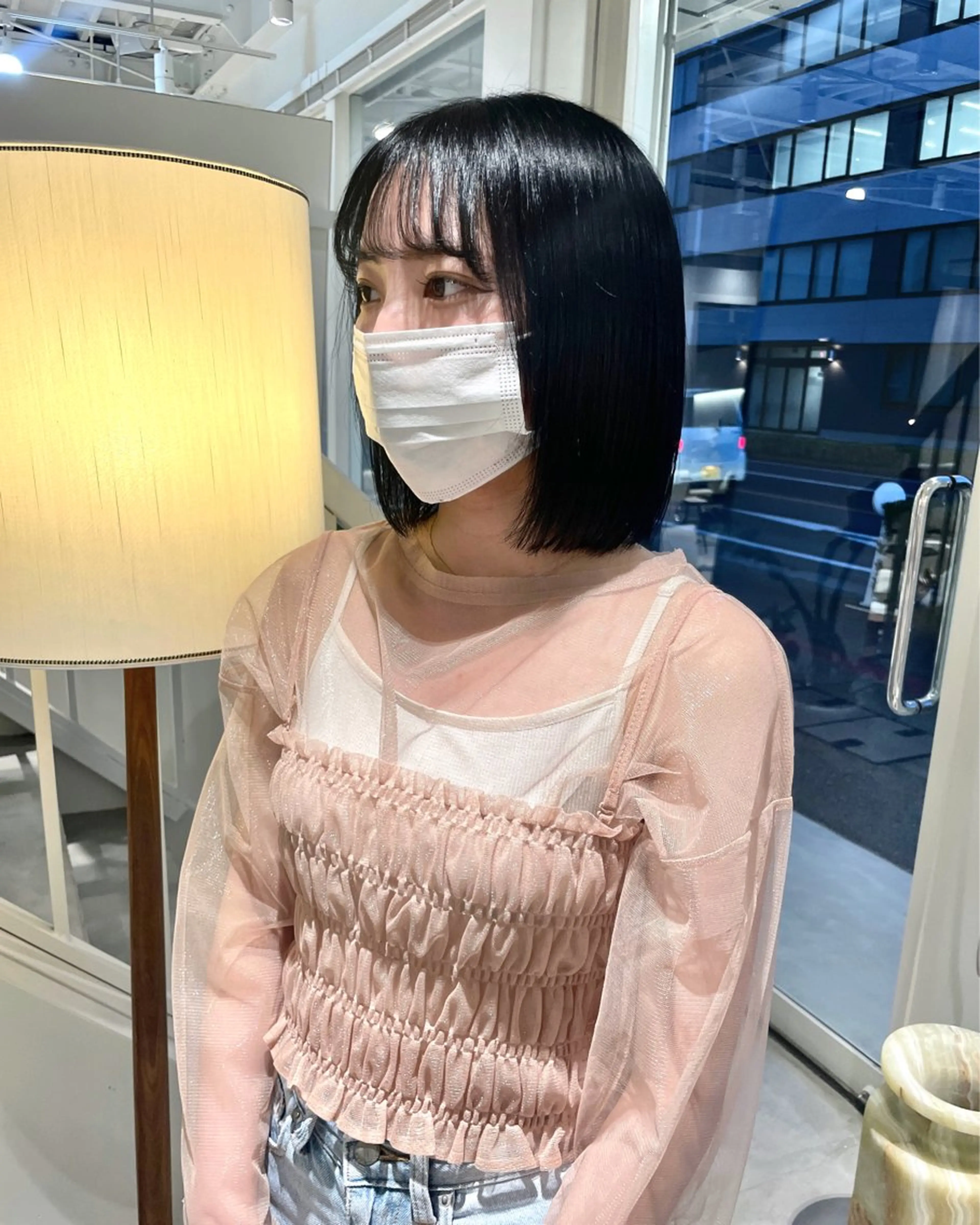 ミディアム カラー ヘアカラー 林 千聖のヘアスタイル