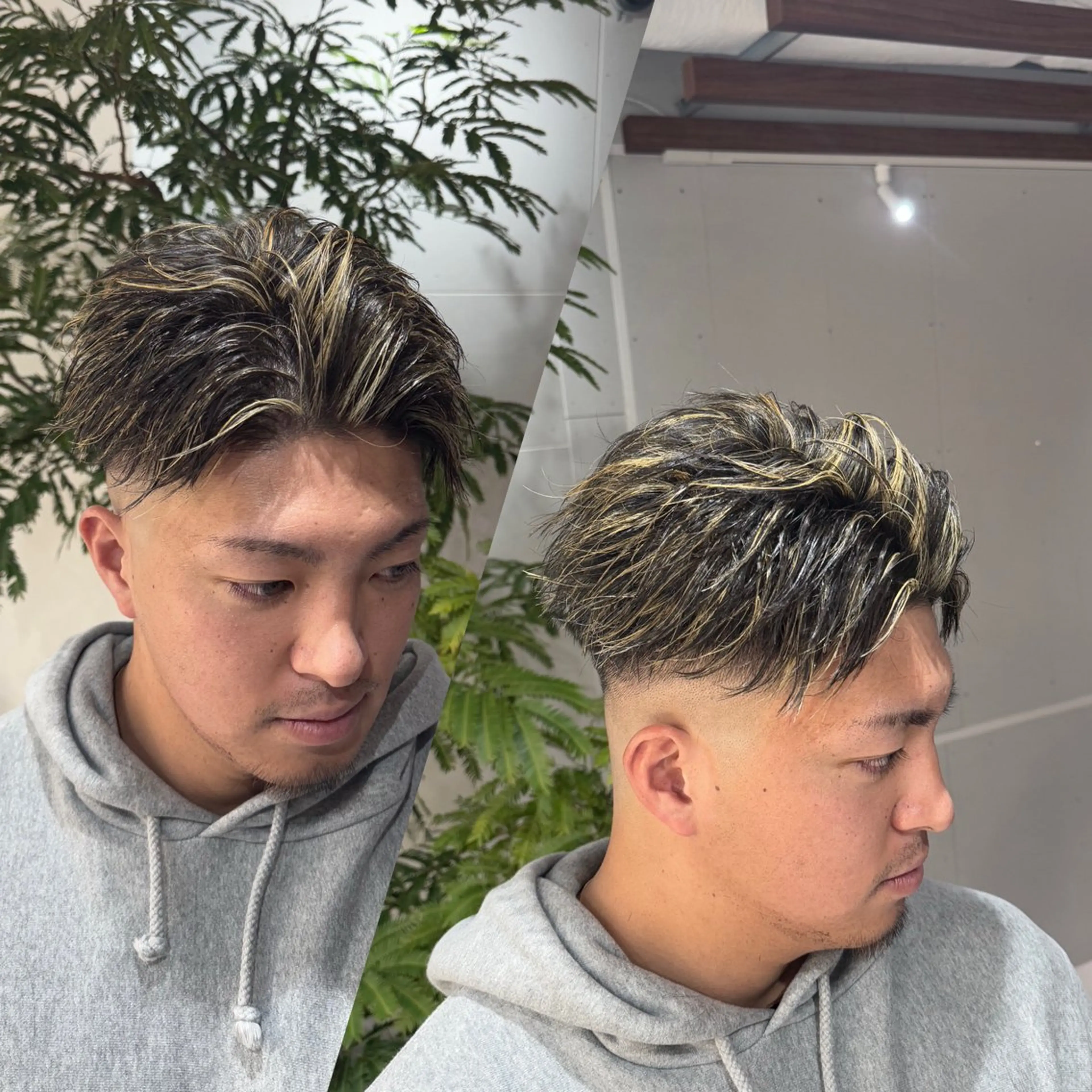 ショート カラー メンズ R/🤎 パーマ＆ブリーチ🔥のヘアスタイル