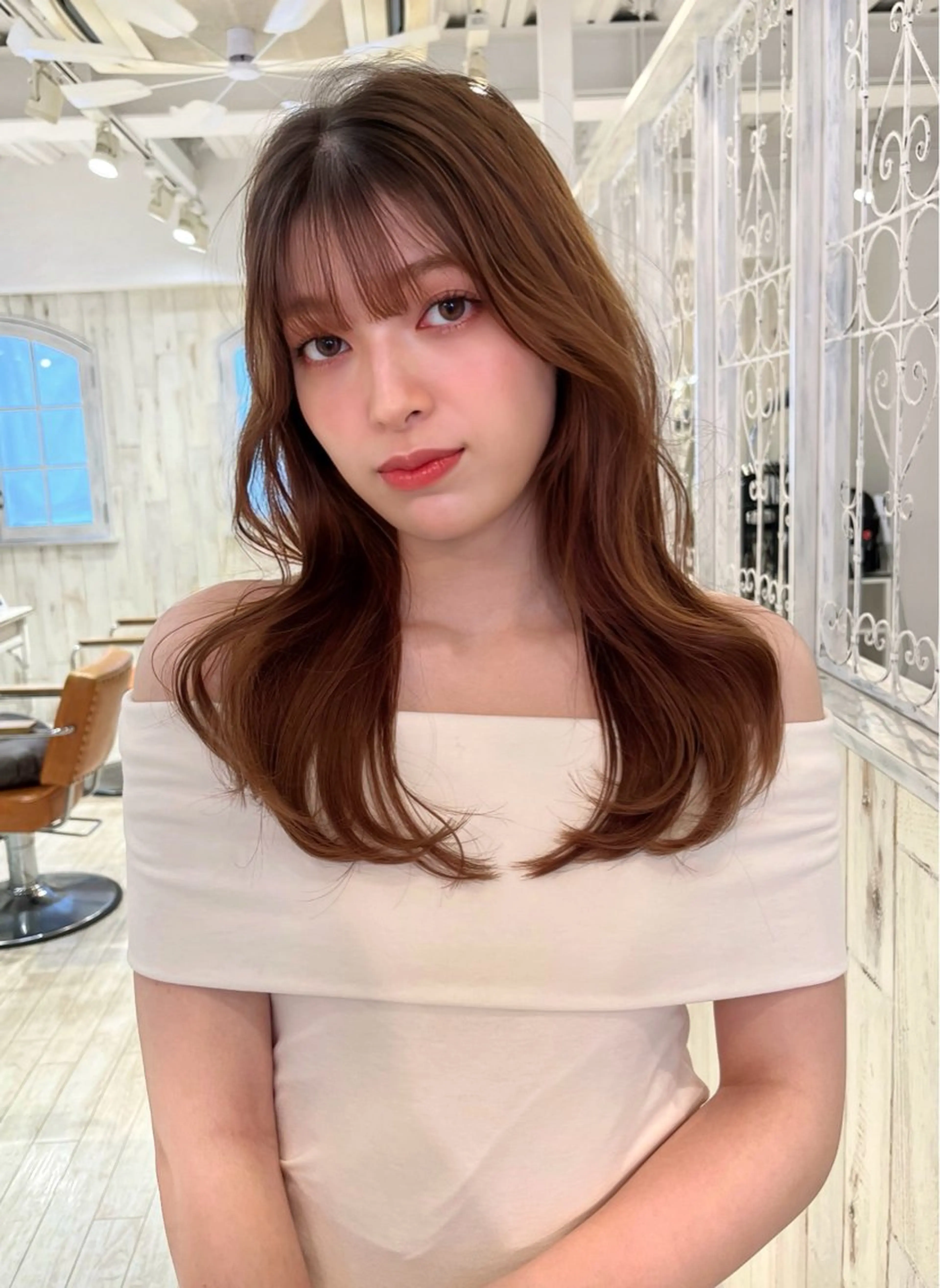 ロング カラー くびれヘア 顔まわりレイヤー レイヤーカット カット ヘアカラー 【韓国ヘア×透明感 カラー】笹谷 莉未のヘアスタイル