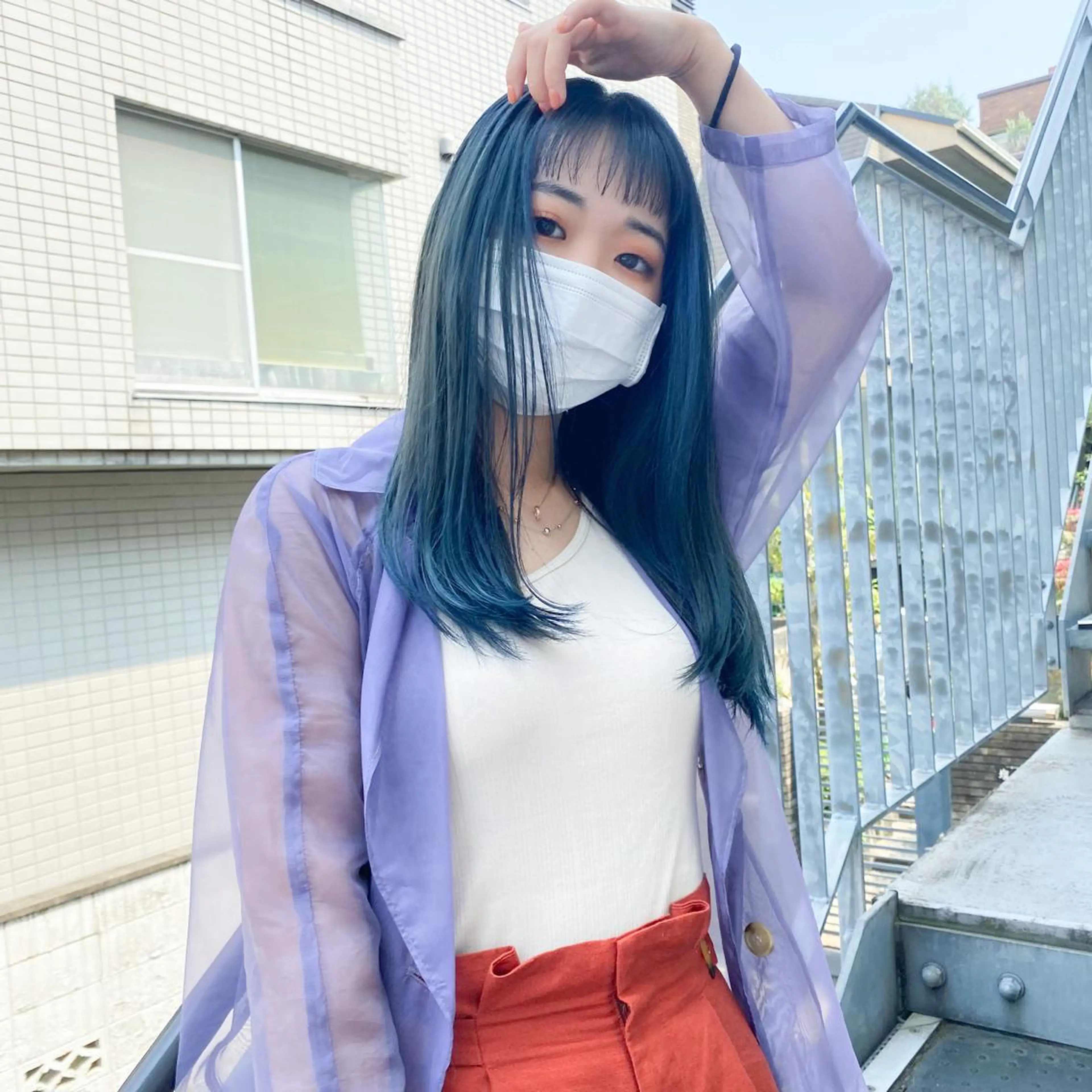 ロング カラー 艶髪ブリーチ 永井竜也のヘアスタイル