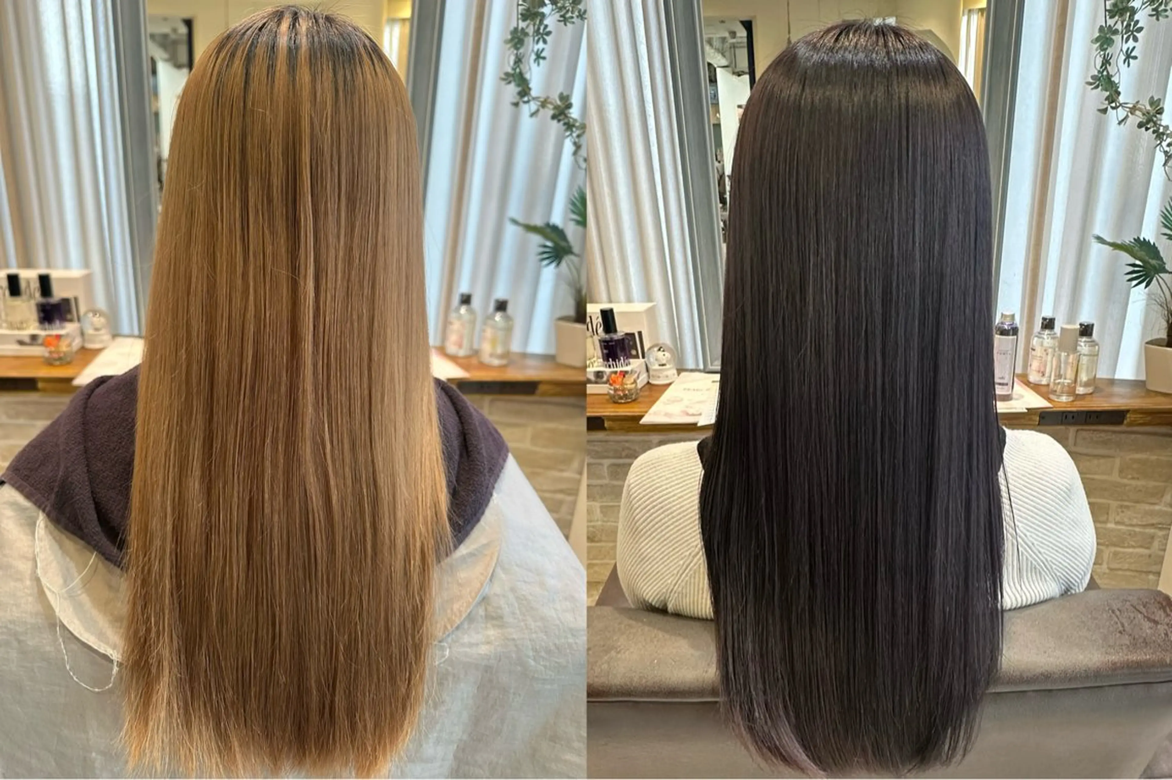 ロング カラー ラベンダーカラー 透明感ブラウン／縮毛 矯正／髪質改善🌿のヘアスタイル