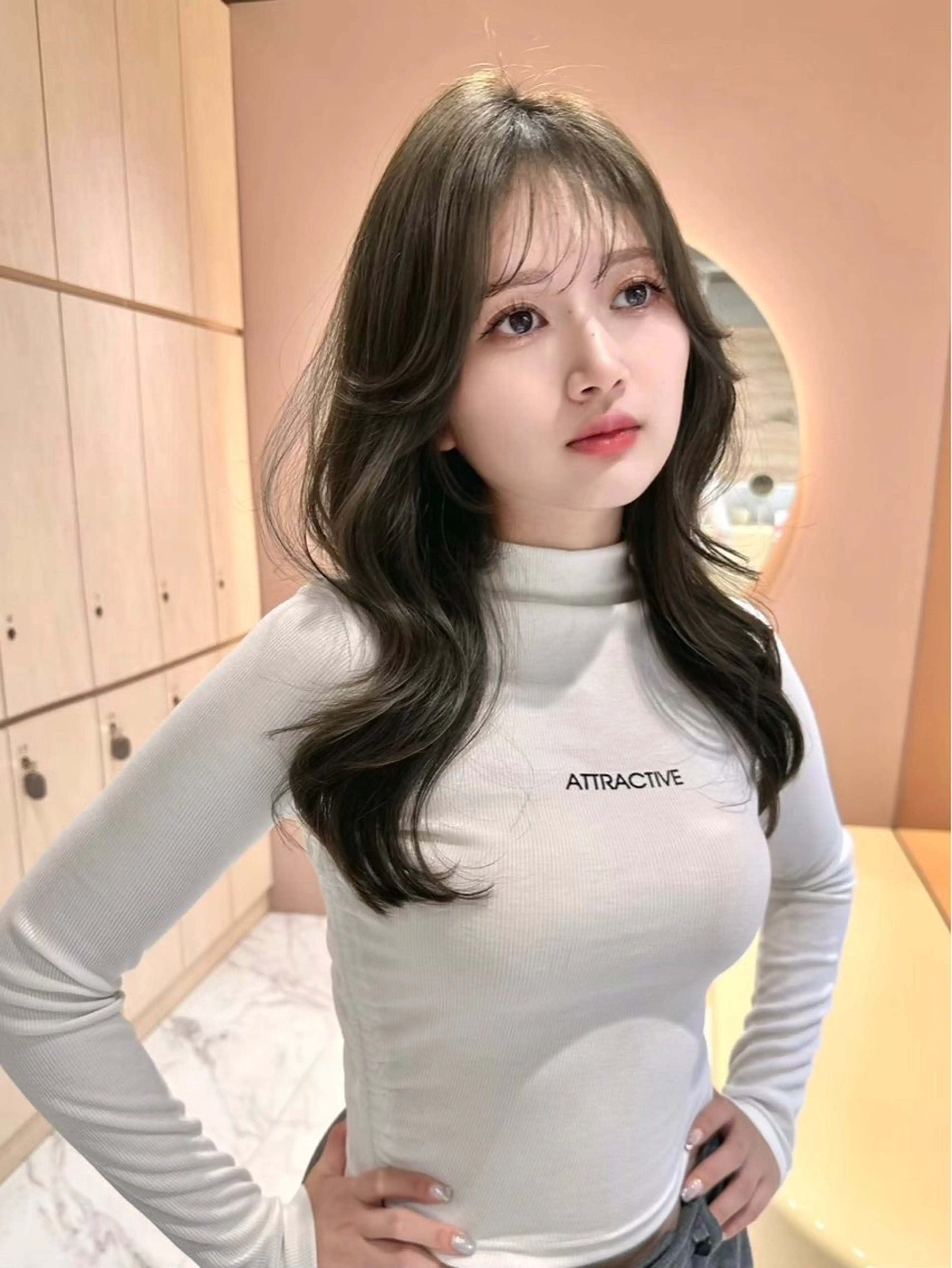 ミディアム カット ヘアカラー トリートメント ブリーチなし髪質改善 🎀はのん 韓国ヘアのヘアスタイル