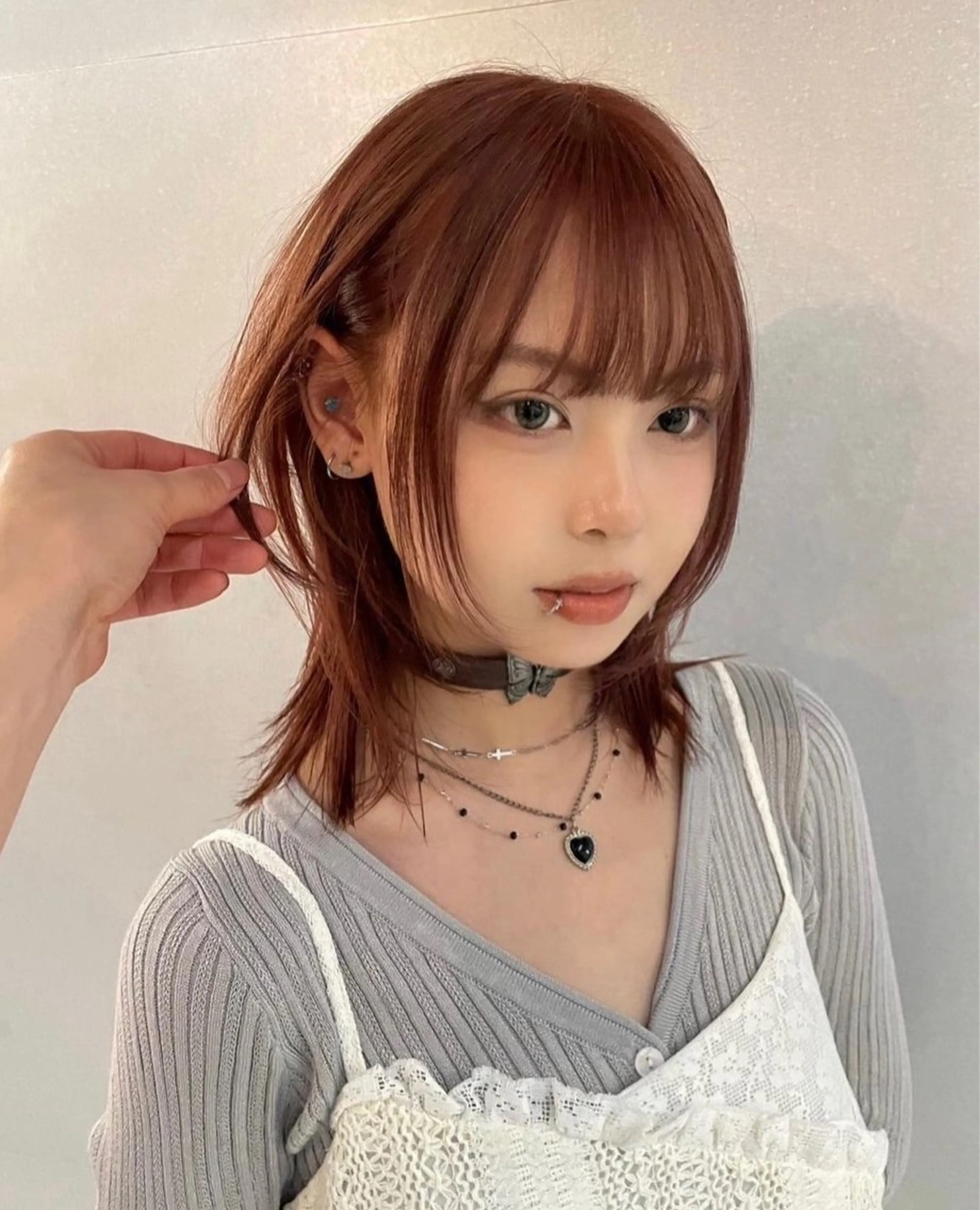 ミディアム カラー オレンジ トリートメント ヘアカラー トリートメント レイヤーカット/ハイ トーンカラー/きらのヘアスタイル