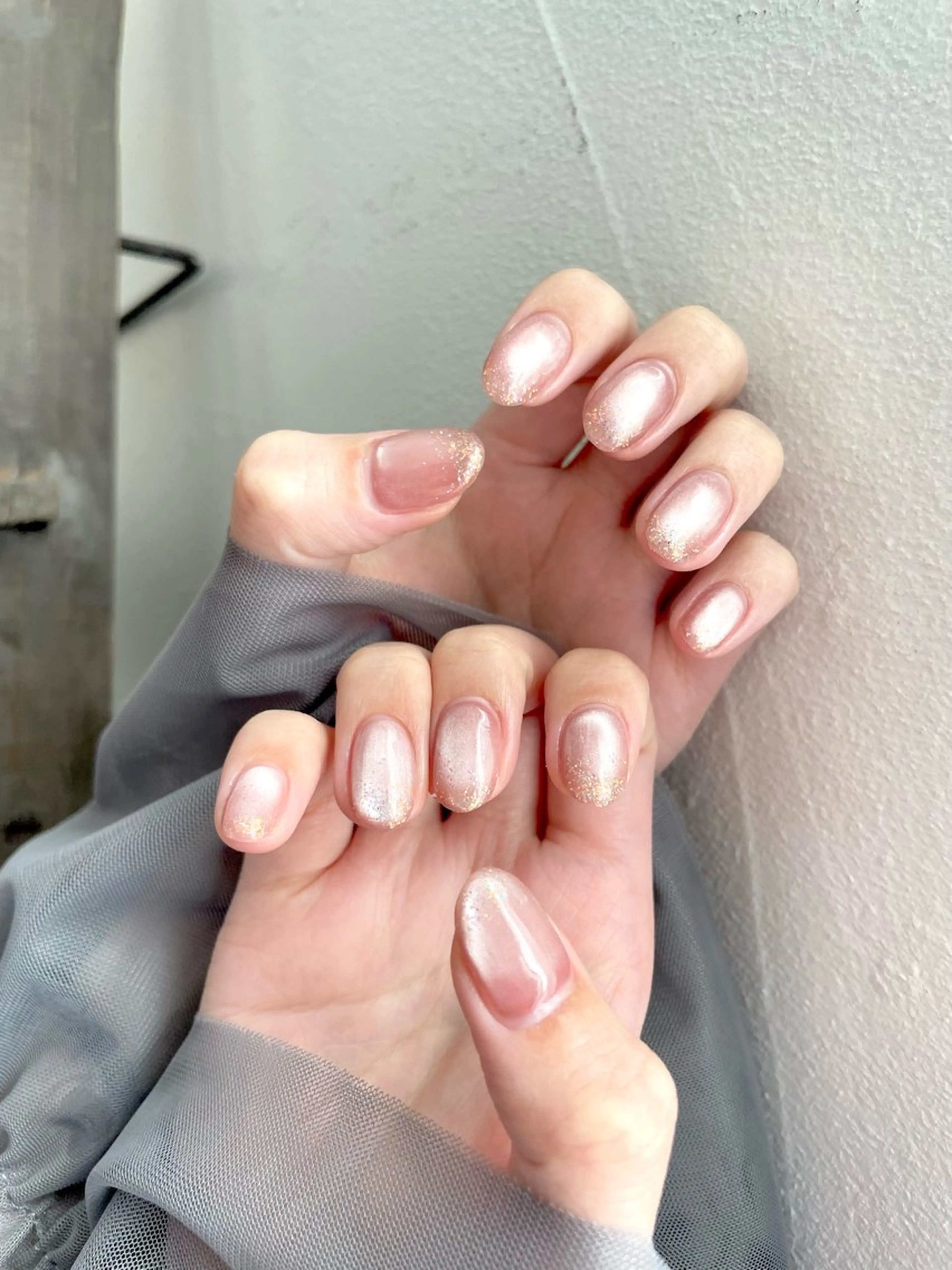 ネイル ジェルネイル 氷ネイル・うるうるネイル パラジェル ハンドネイル 甲斐市自宅サロン 🧸prunelleのネイルデザイン