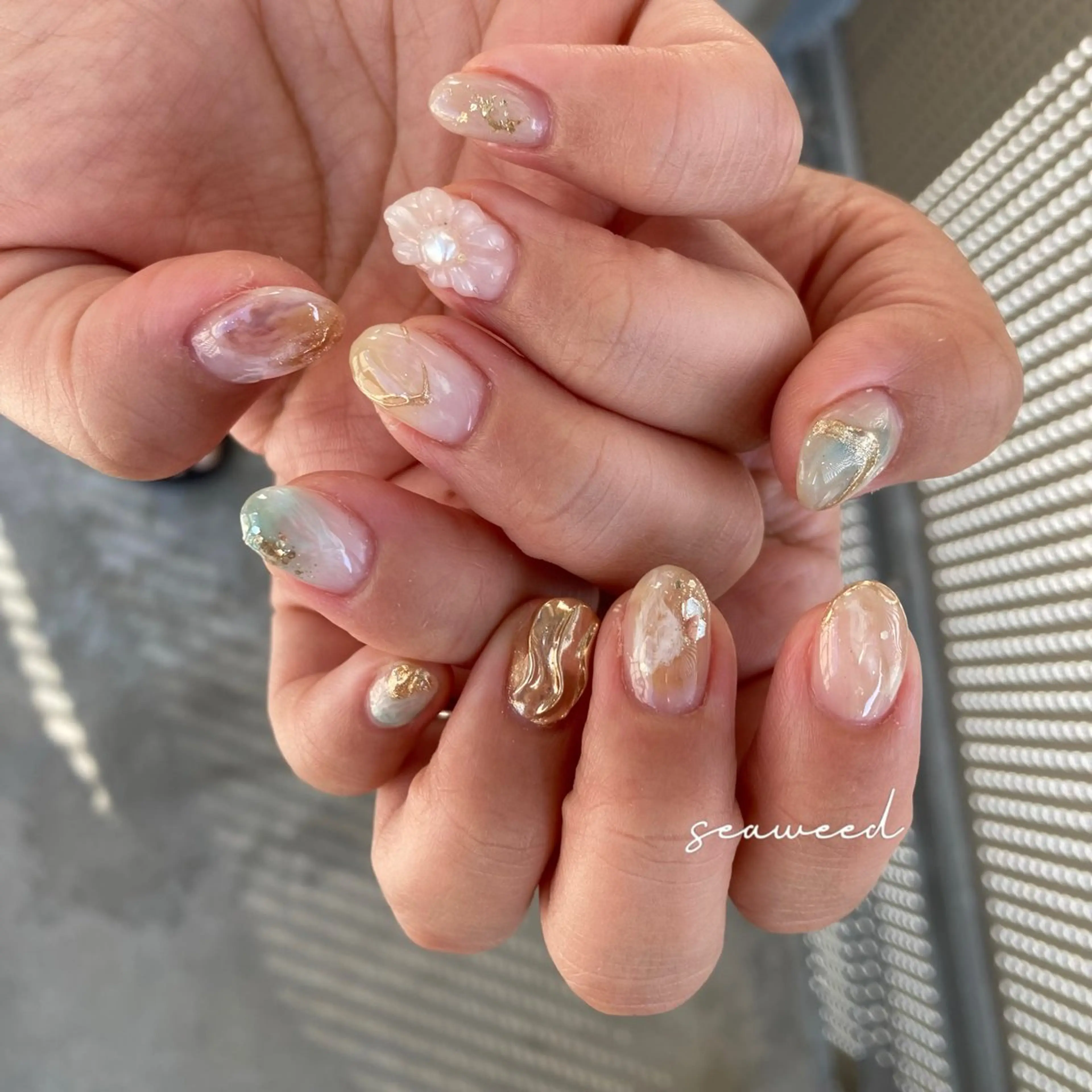 ネイル ぷっくりネイル ハンドネイル seaweed nailのネイルデザイン