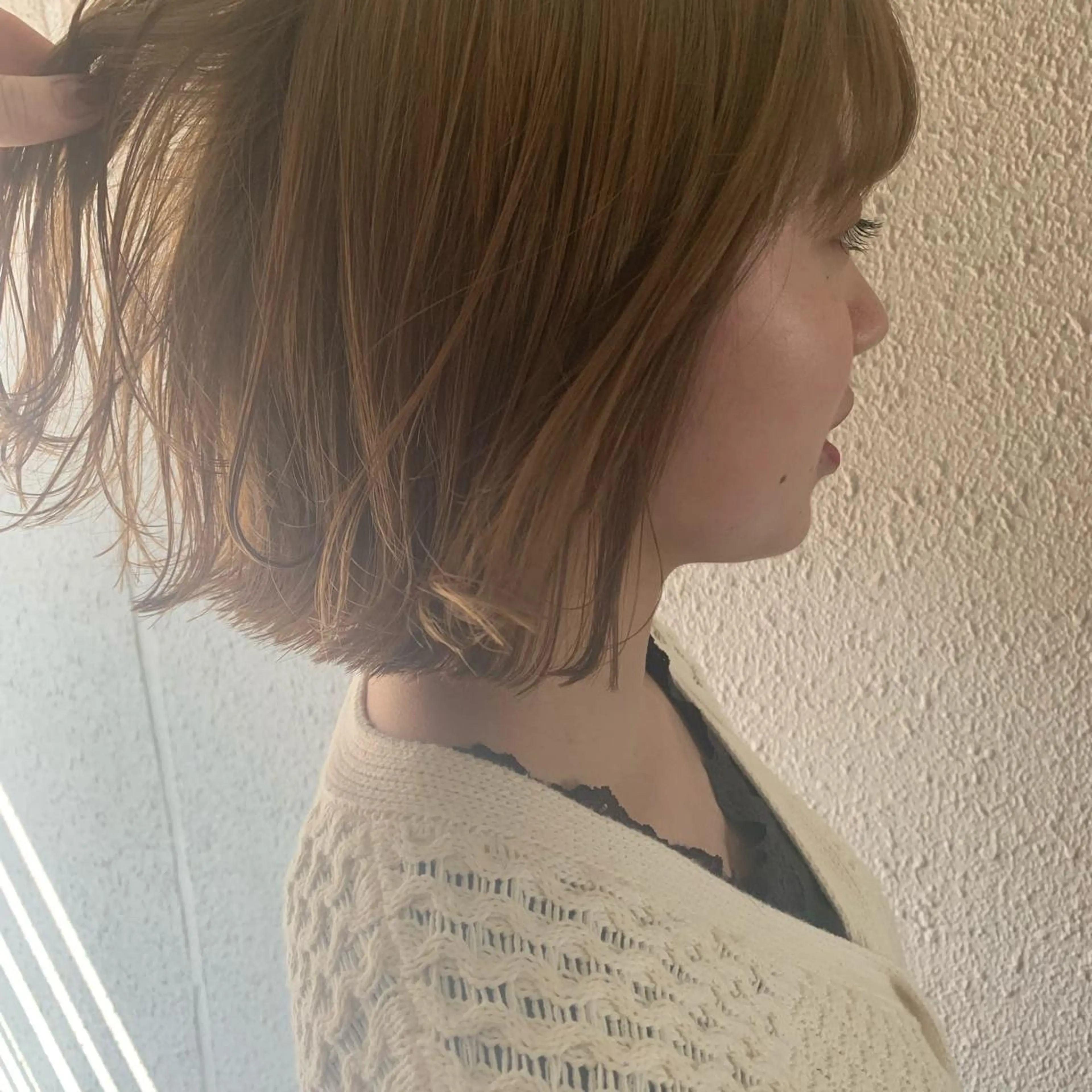 ショート カラー 切りっぱなしボブ ベージュカラー ボブ カット ヘアカラー トリートメント chouette/ 根本優希のヘアスタイル