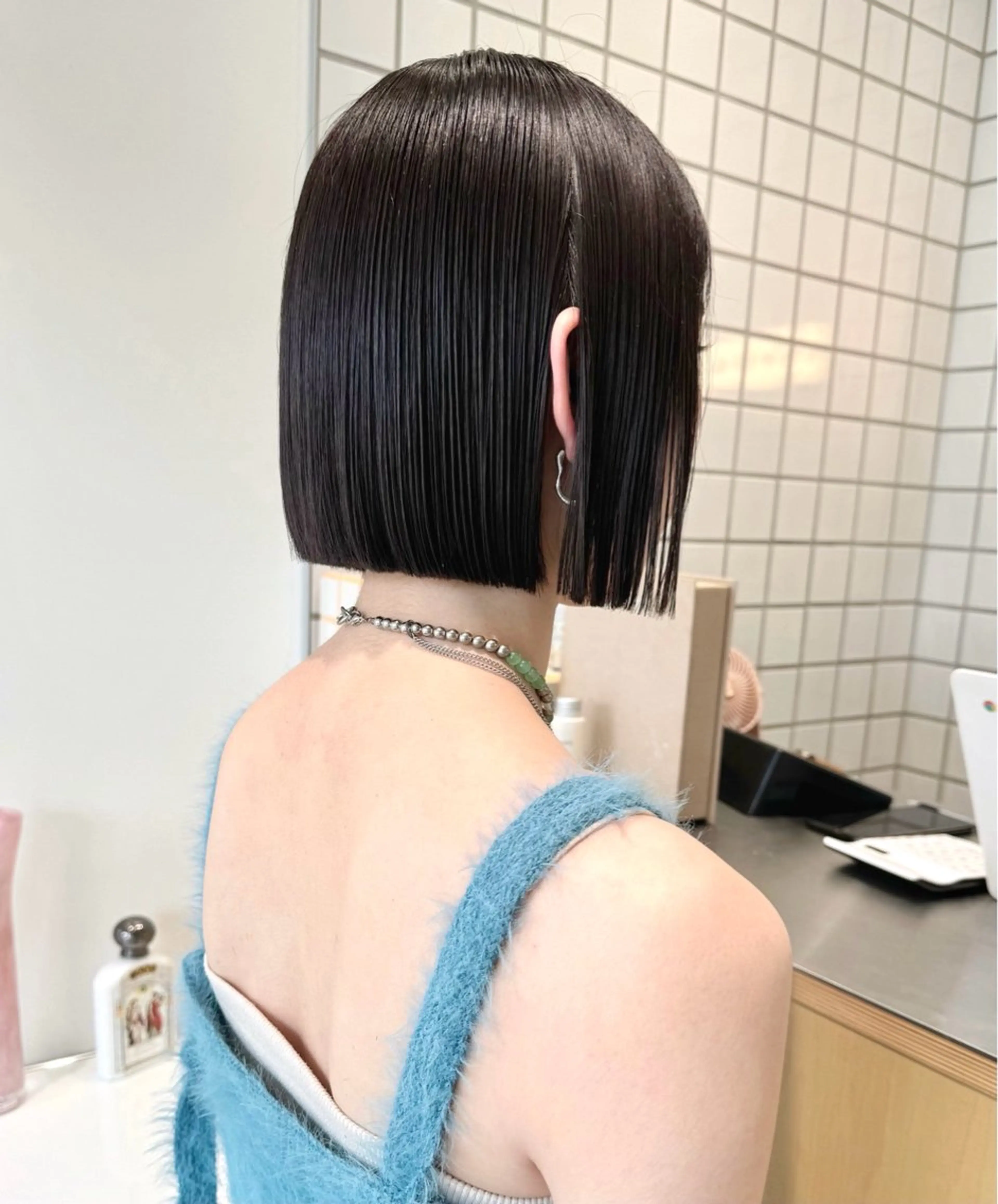 ショート ボブ 顔まわりレイヤー 顔周りカット レイヤーカット 外ハネヘア カット ヘアカラー トリートメント hollo渋谷所属・🇰🇷タッセルボブ /DAIKIのヘアスタイル