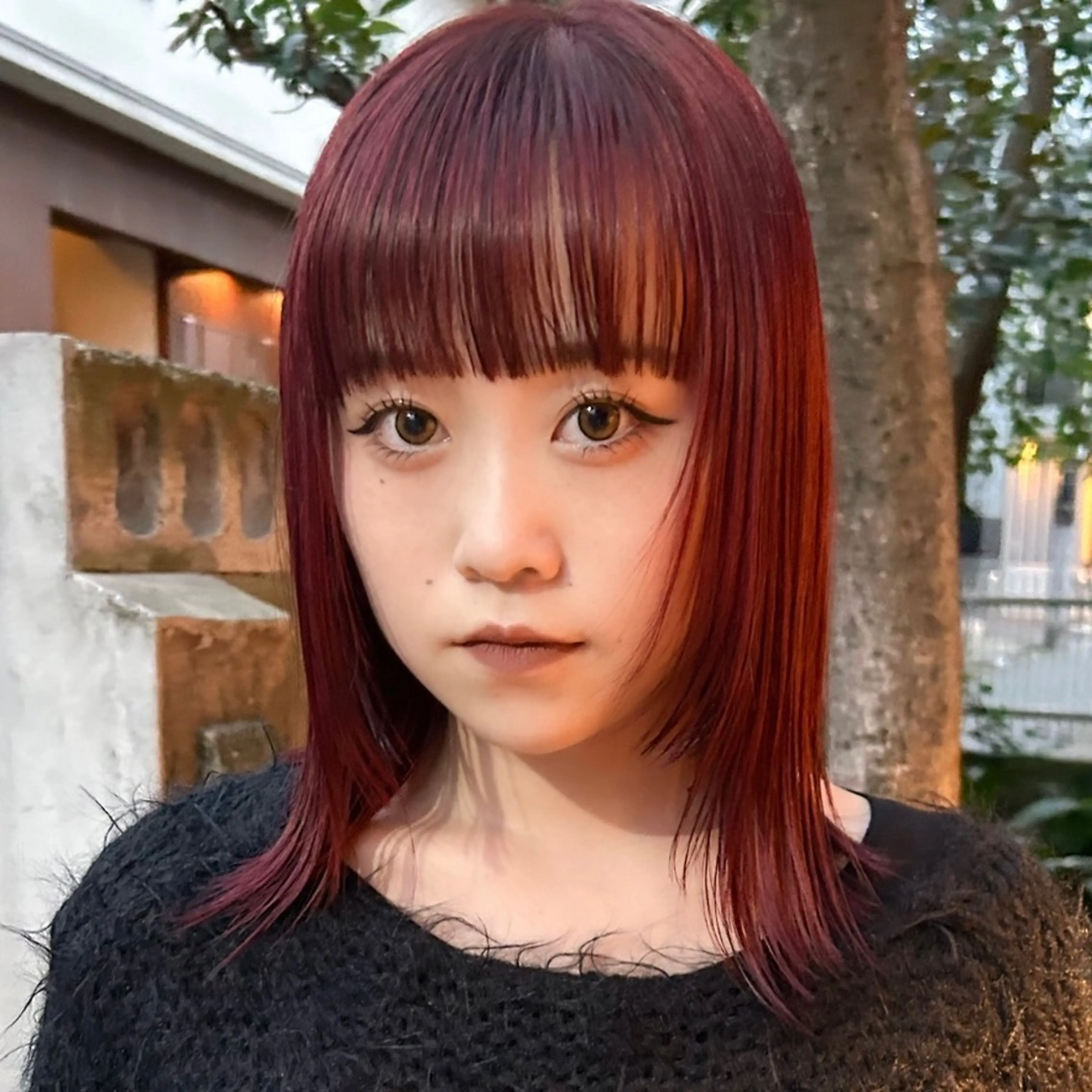 ミディアム カラー ボルドーカラー カシス レッドカラー 暖色カラー🧡 ボブ🧚‍♀️マナのヘアスタイル