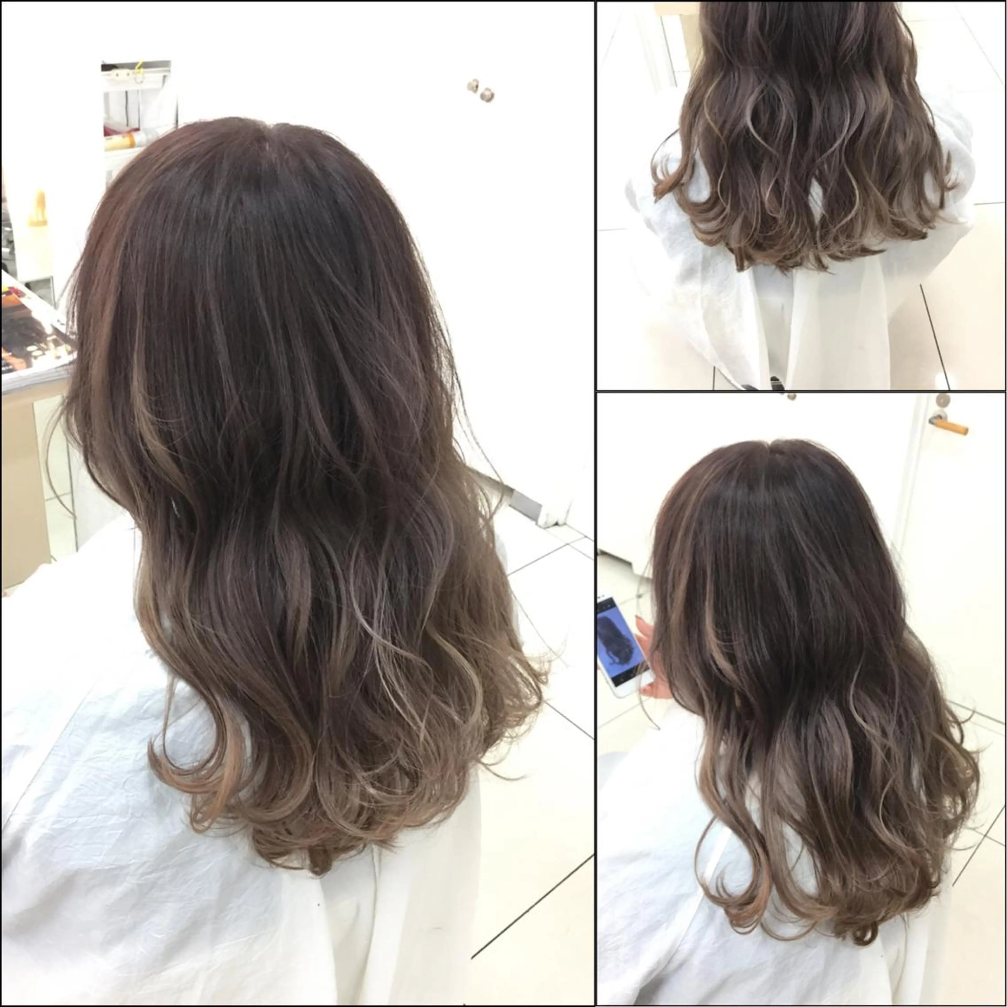ロング カラー アッシュ バレイヤージュ 黒髪 ブリーチ グラデーションカラー Ash 山田 勇太のヘアスタイル