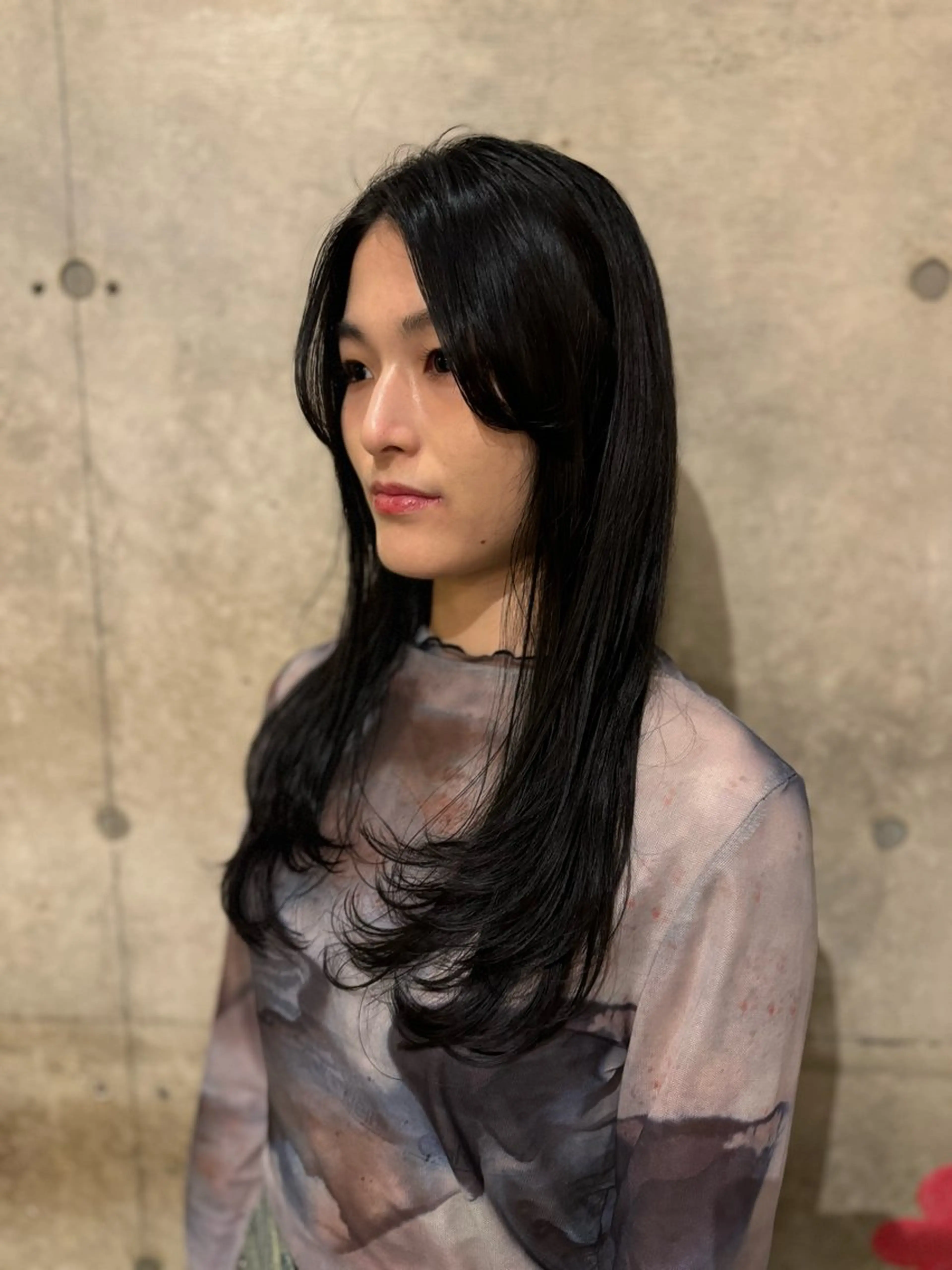セミロング 髪質改善 韓国風ヘア レイヤーカット Luxe表参道 髪質改善　奈良のヘアスタイル