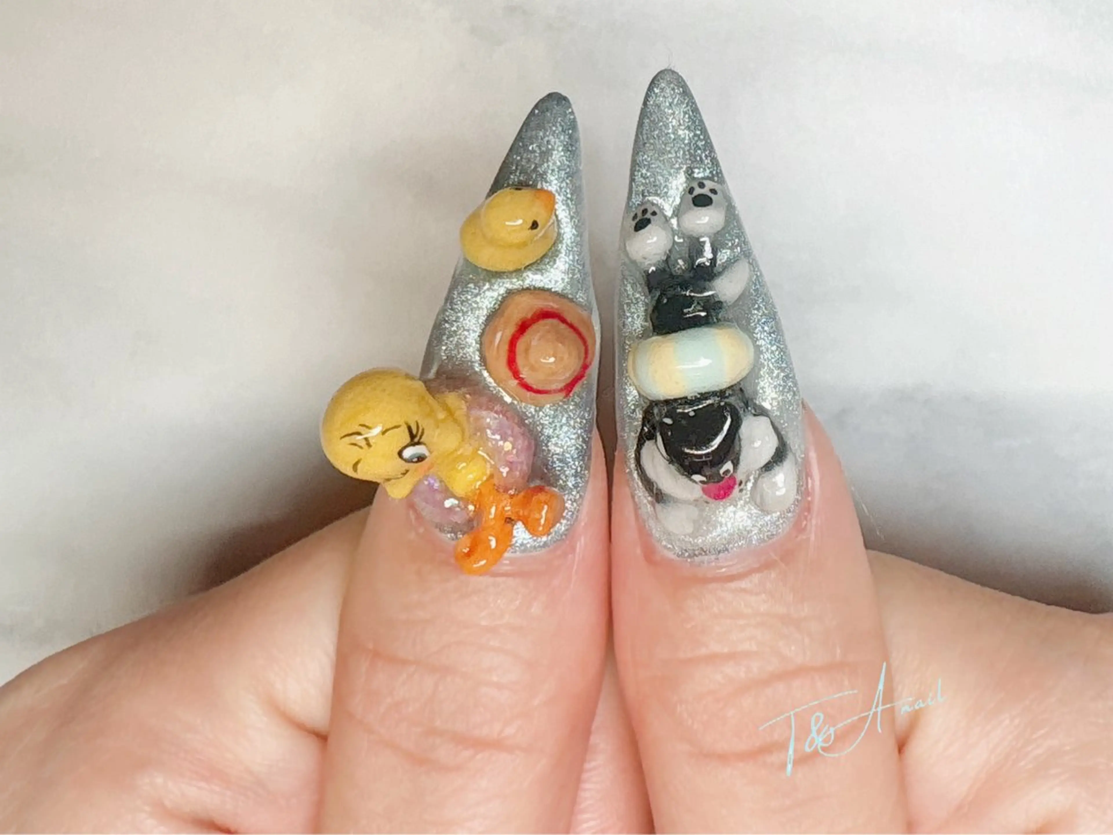 ネイル 長さ出し ジェルネイル ロングネイル マグネットネイル スカルプネイル ハンドネイル T&A nailのネイルデザイン