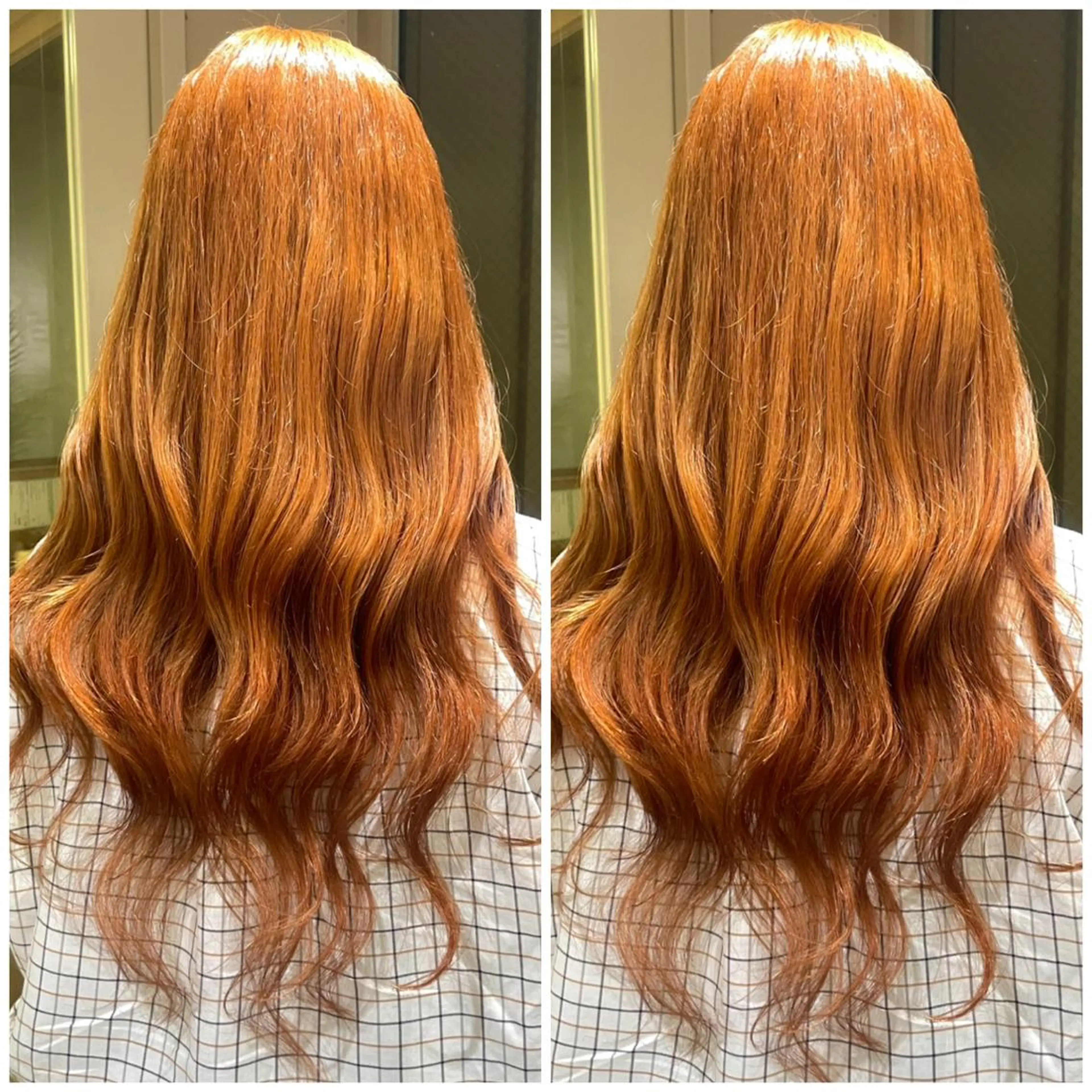 ロング オレンジブラウン ヘアカラー エクステ 🦋プルエクステ ARISA🦋のヘアスタイル