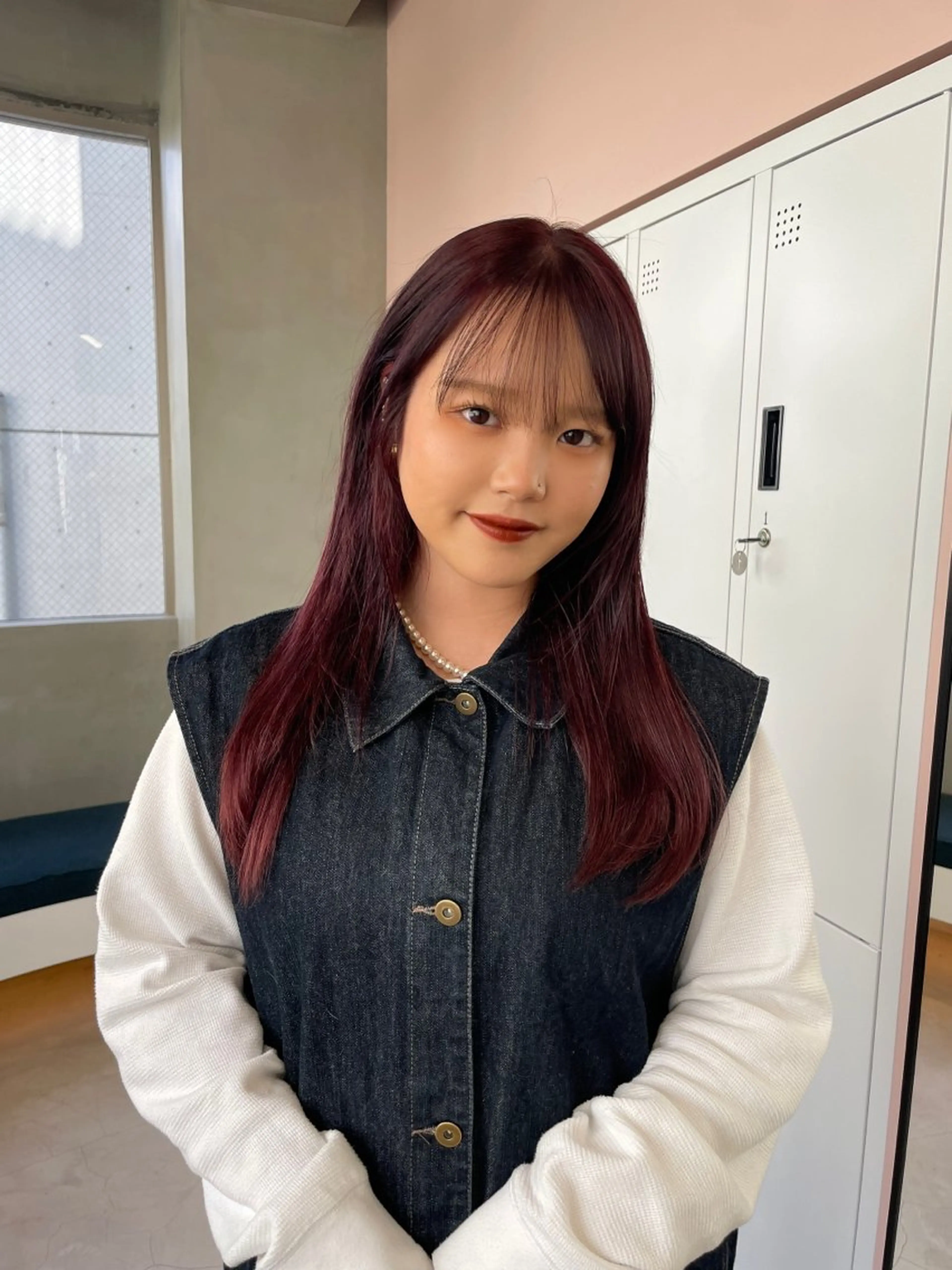 ロング カラー レッドカラー ヘアカラー トリートメント 若月 あやかのヘアスタイル
