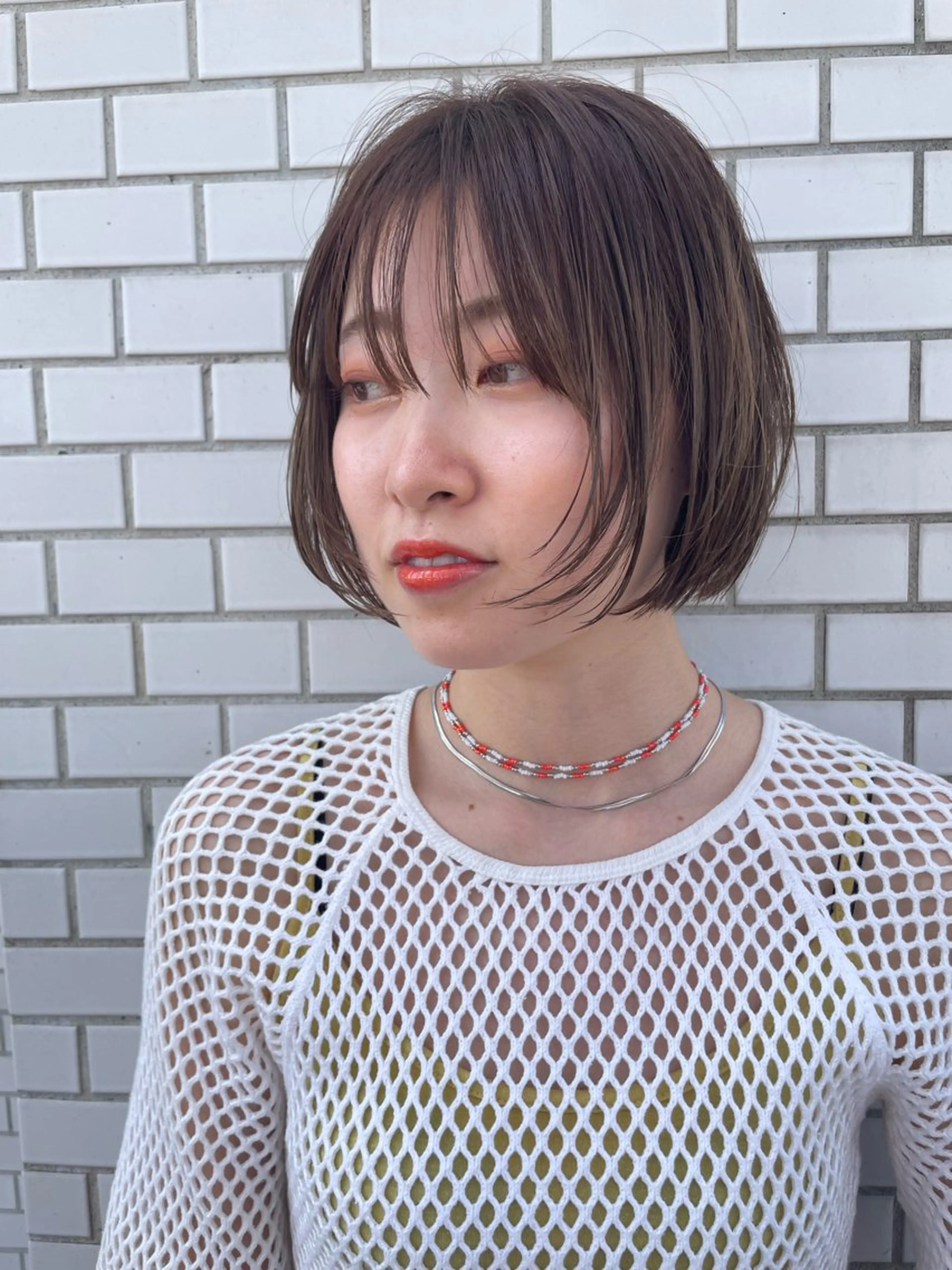 顔まわりレイヤーボブの写真