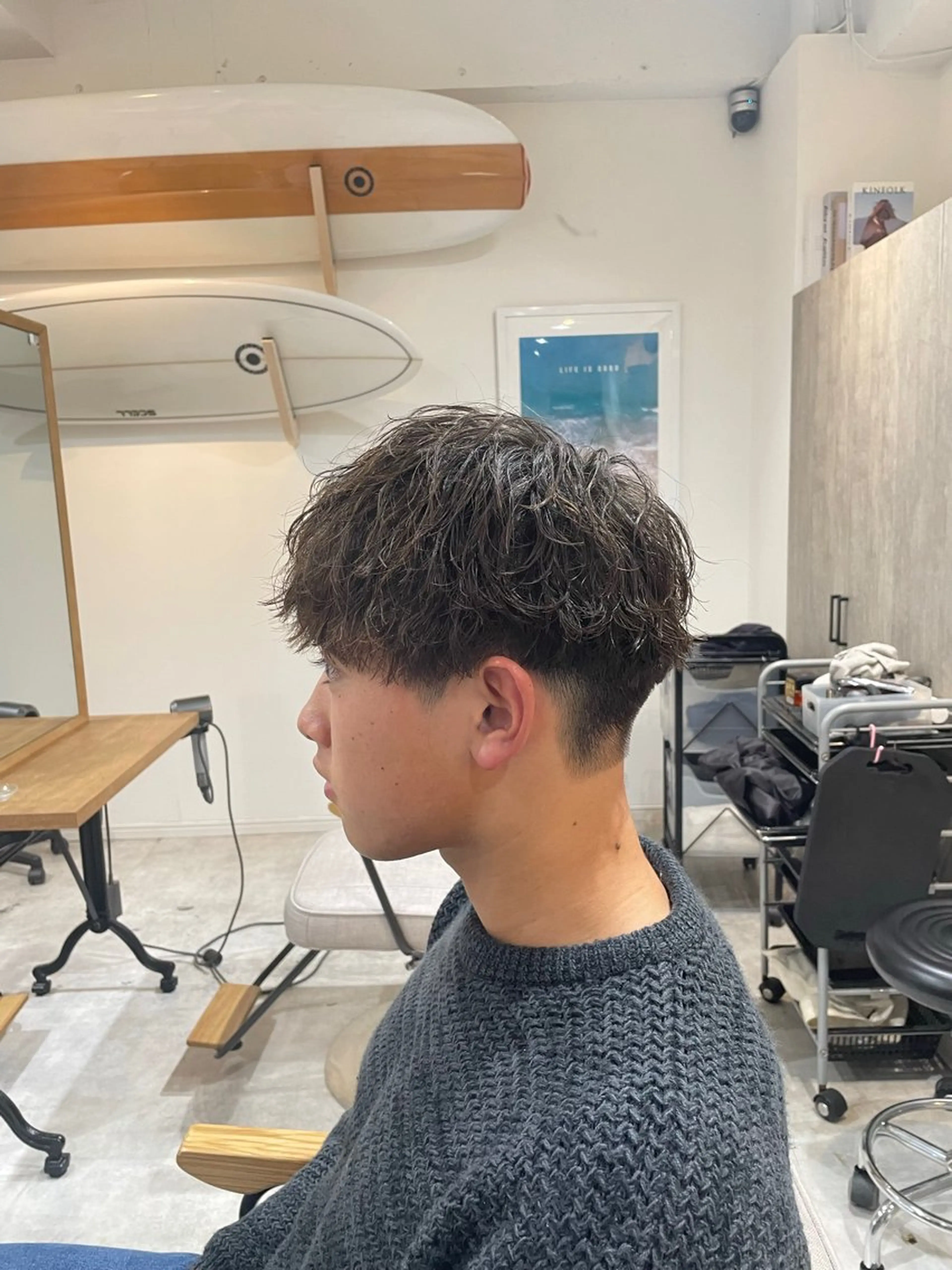 ショート メンズ メンズパーマ カット パーマ ホワイトカラー/ ピンクベージュにったのヘアスタイル