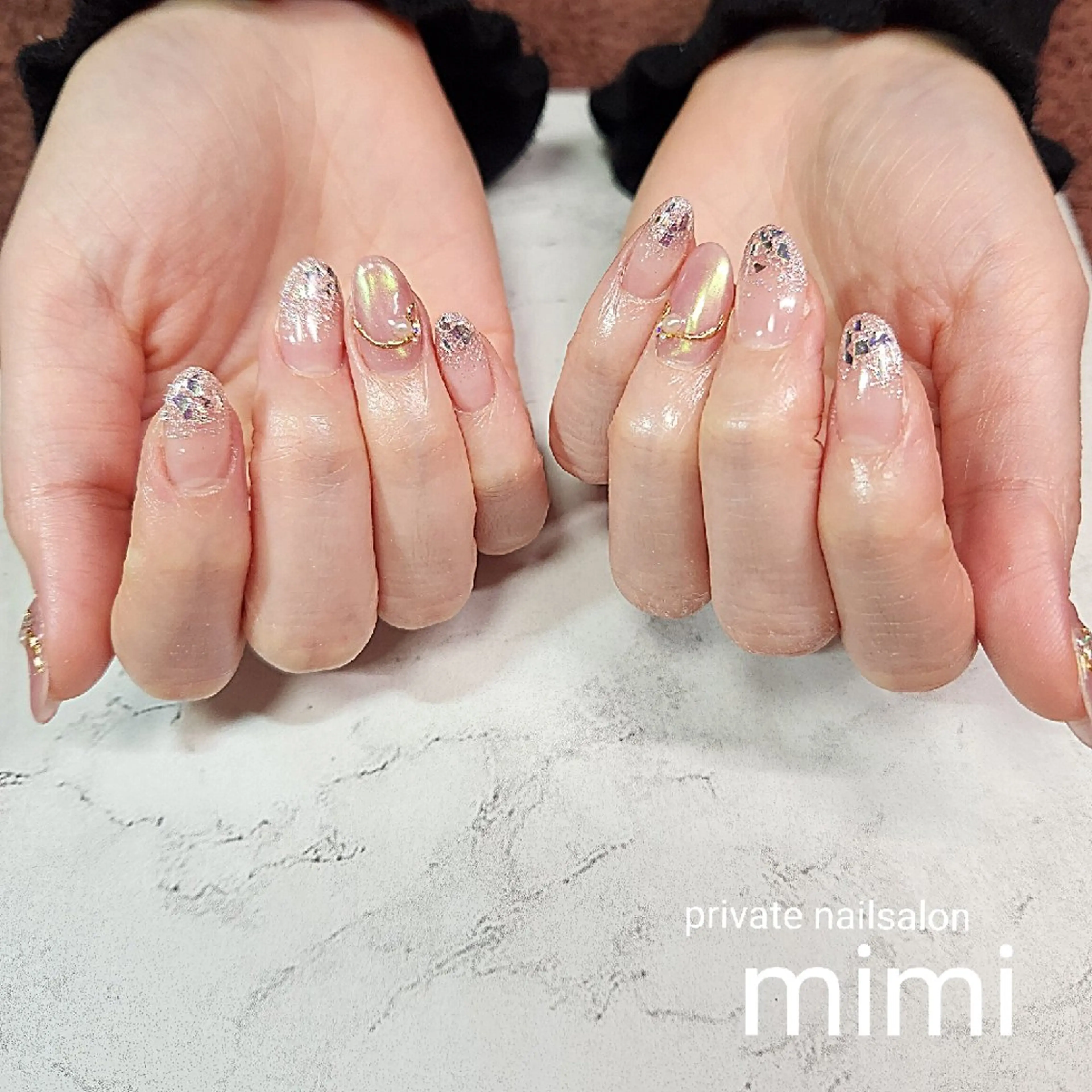ネイル 氷ネイル・うるうるネイル ピンク 博多ネイル ｍｉｍｉのネイルデザイン
