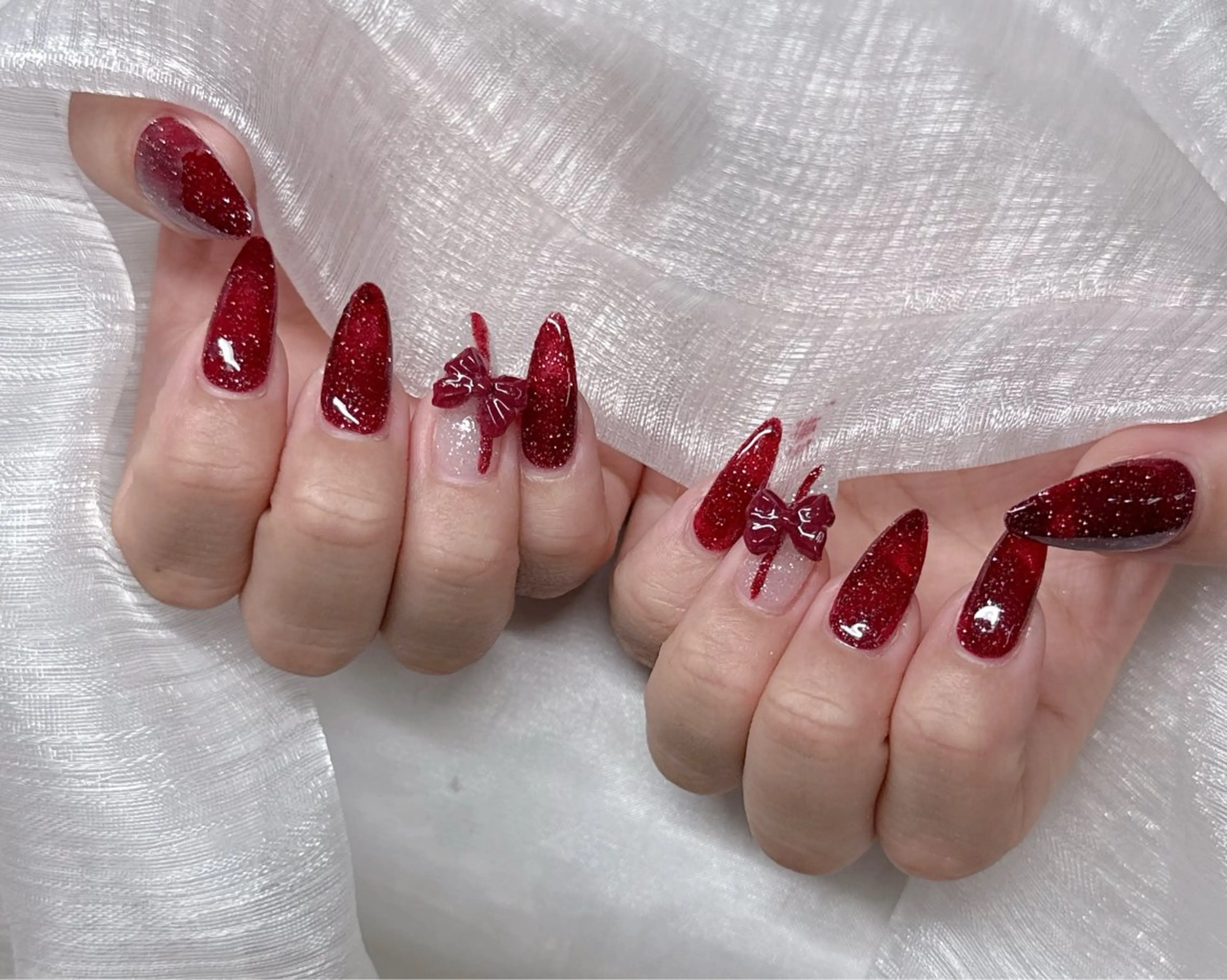 ネイル オーロラネイル チークネイル 長さ出し フットネイル フレンチネイル Lee Ainのネイルデザイン