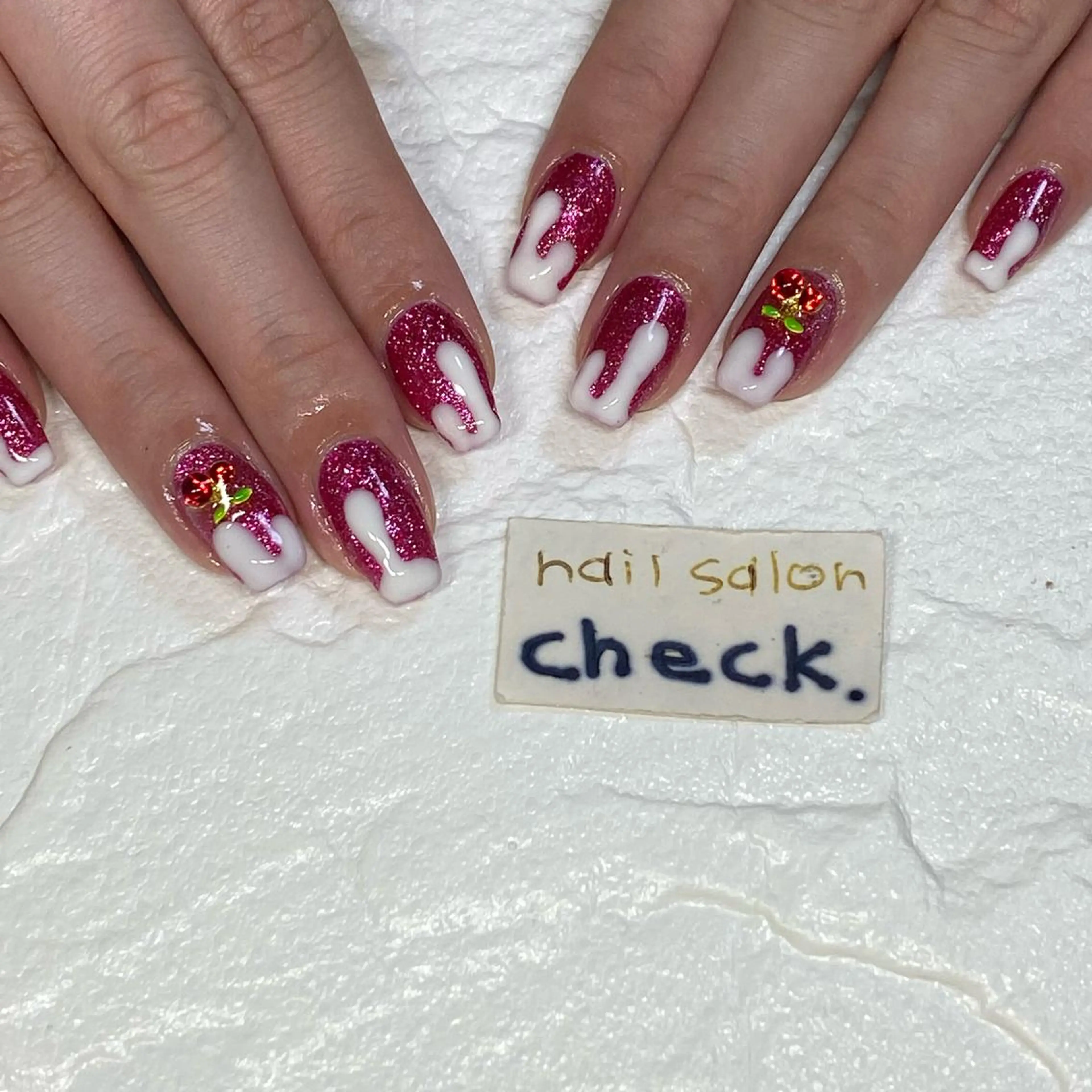 ネイル アートネイル ラメ(グリッター) ニュアンスネイル スカルプネイル 春ネイル ーCHECKー ちあきのネイルデザイン