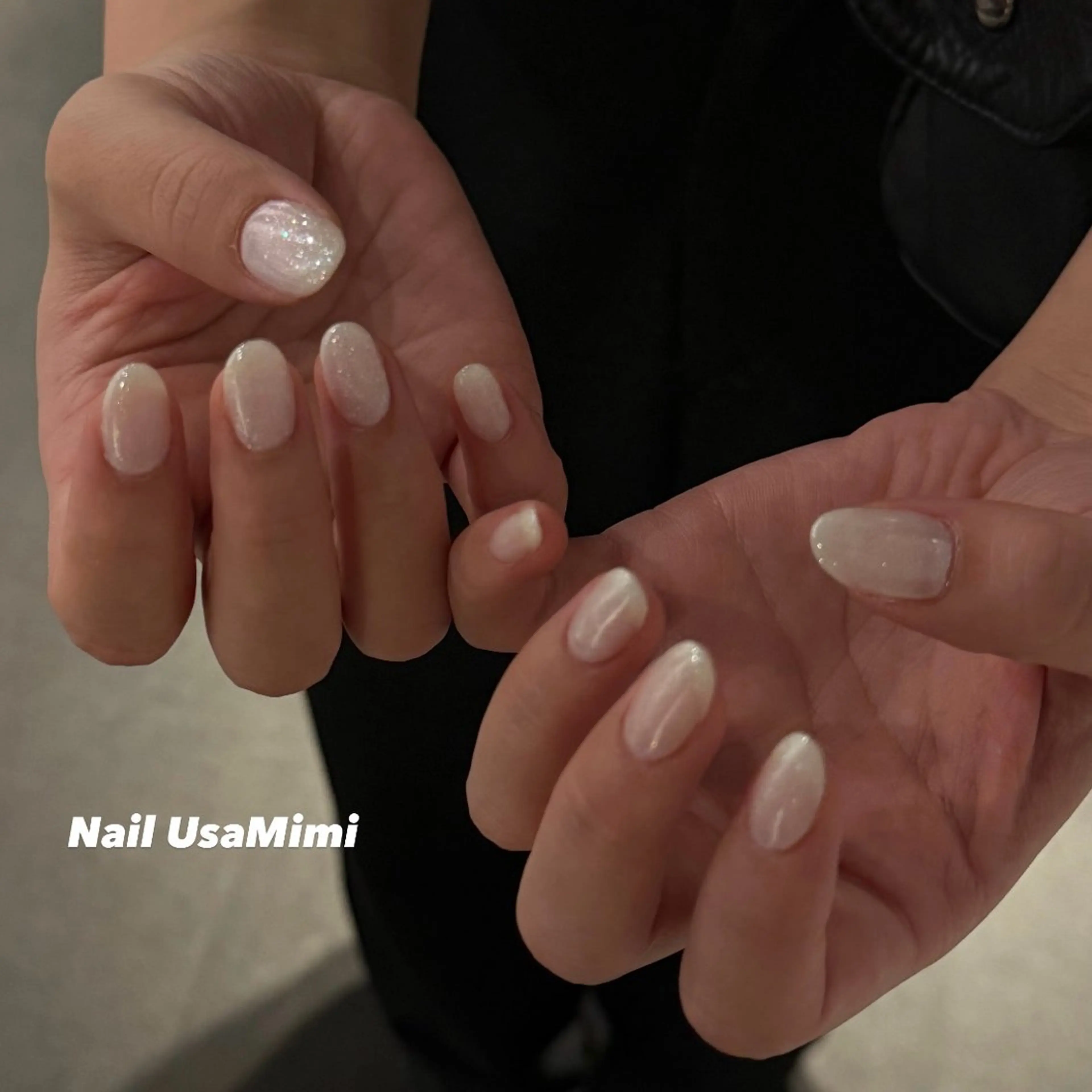 ネイル ジェルネイル グラデーション 韓国ネイル ラメ(グリッター) ラメグラデーション ハンドネイル 本町ネイルNail UsaMimiのネイルデザイン