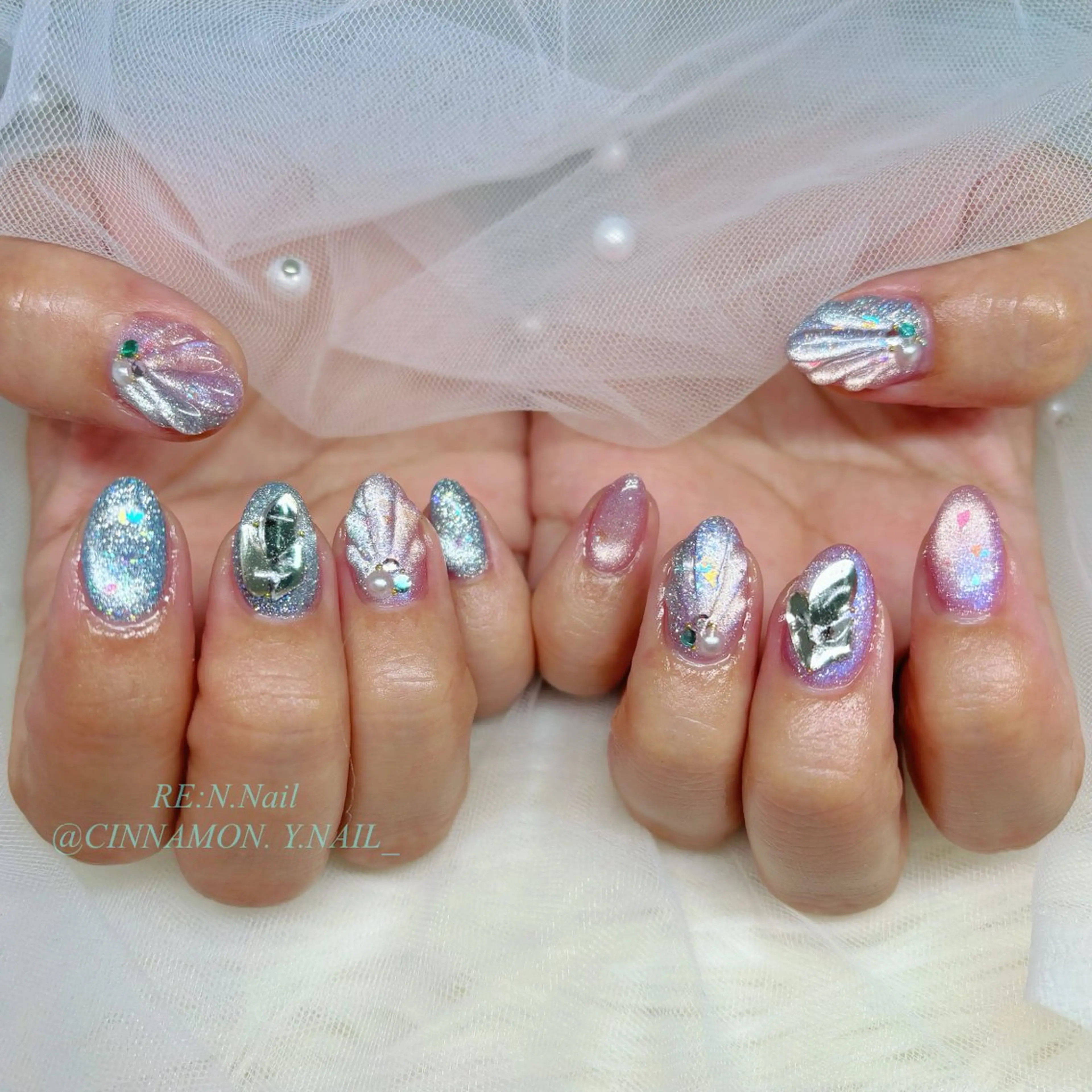 ネイル ハンドネイル Yuna🩵 RE:N.Nailのネイルデザイン