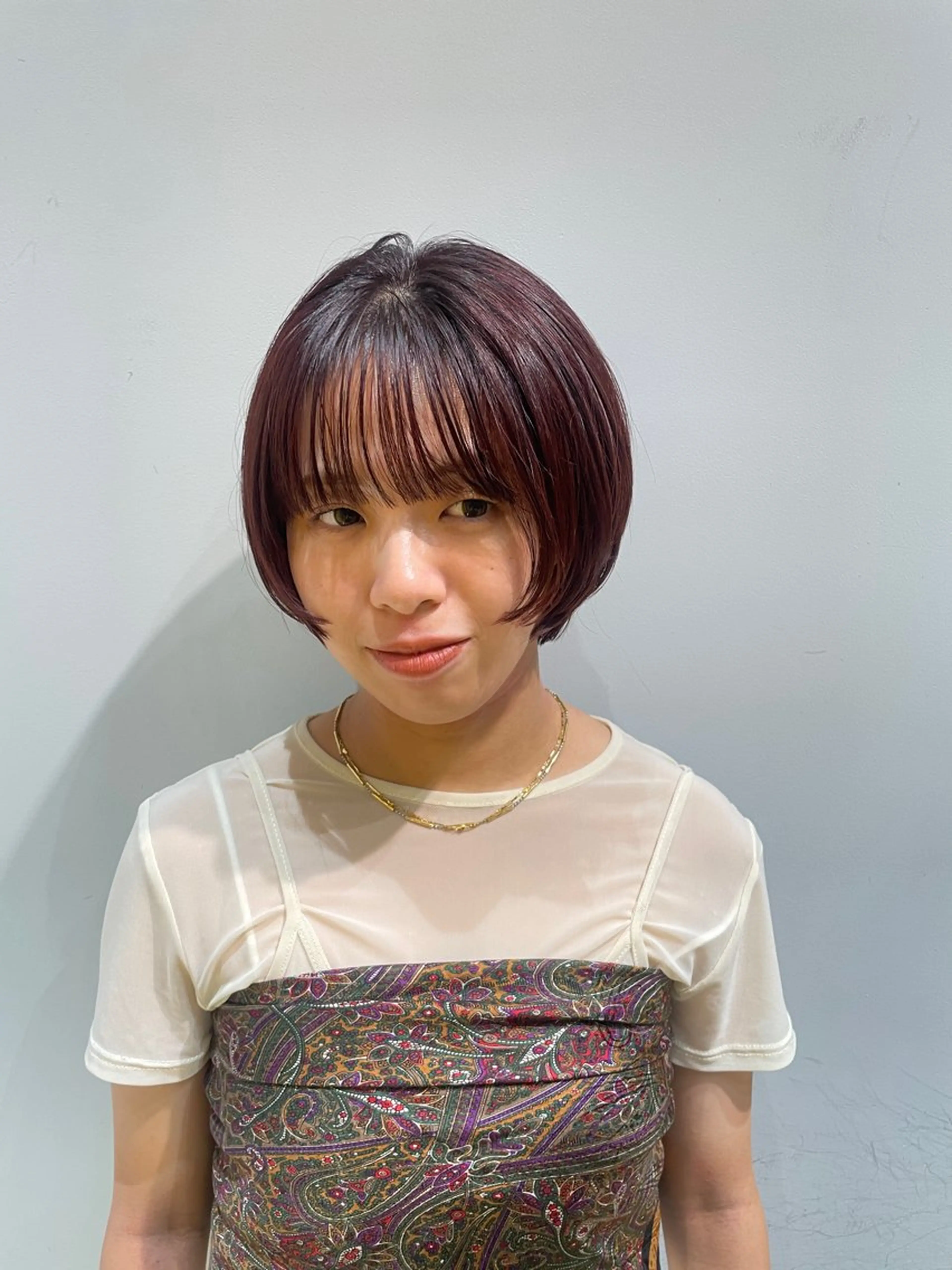 ショート カラー ボルドーカラー 似合わせカット ショートヘア カット ヘアカラー トリートメント mixパーマ/暖色 カラー/ひかるのヘアスタイル