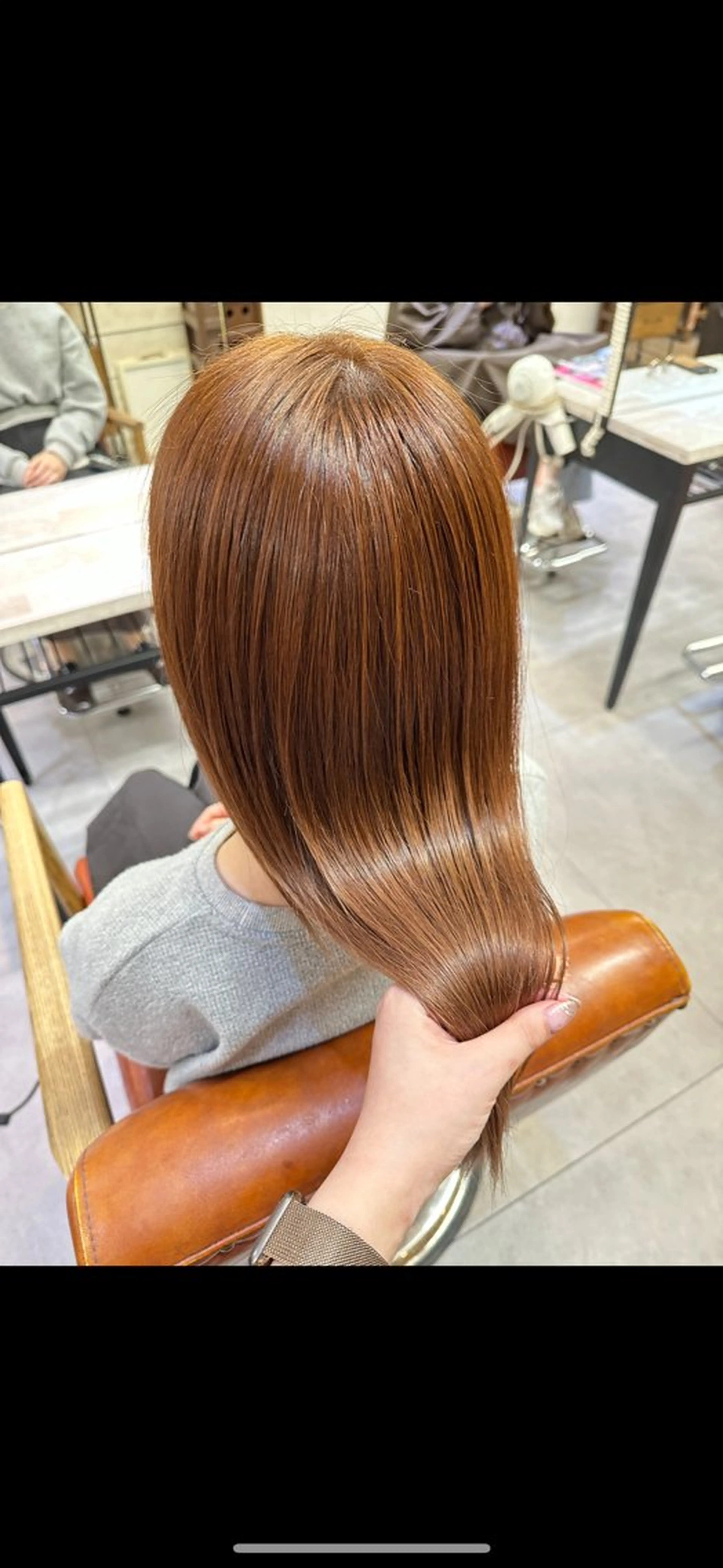 セミロング カラー オレンジ JYUNESU表参道所属・韓国ヘア🇰🇷🎀 透明感カラーのヘアスタイル