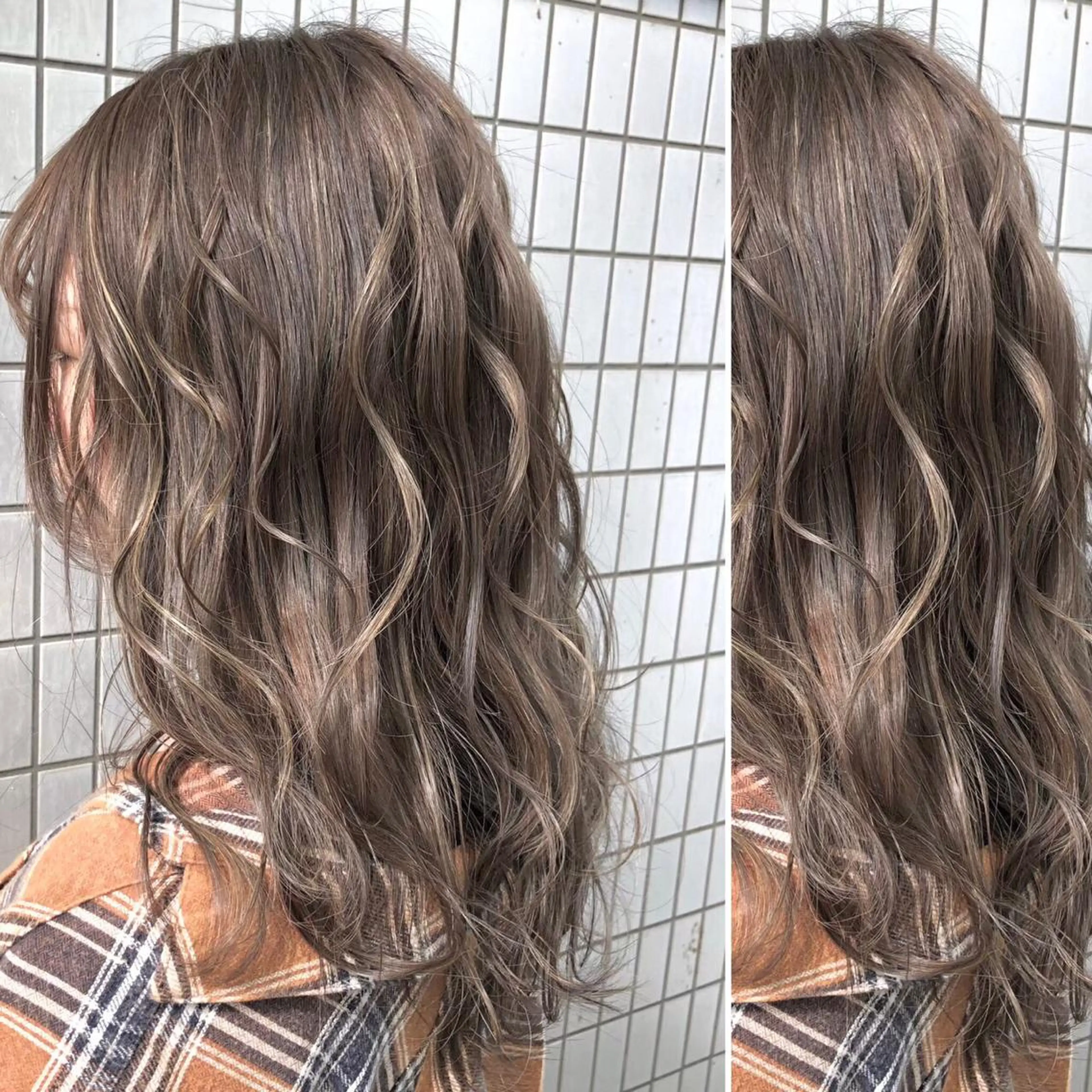 ミディアム カラー JuNブリーチに 縮毛矯正するプロのヘアスタイル