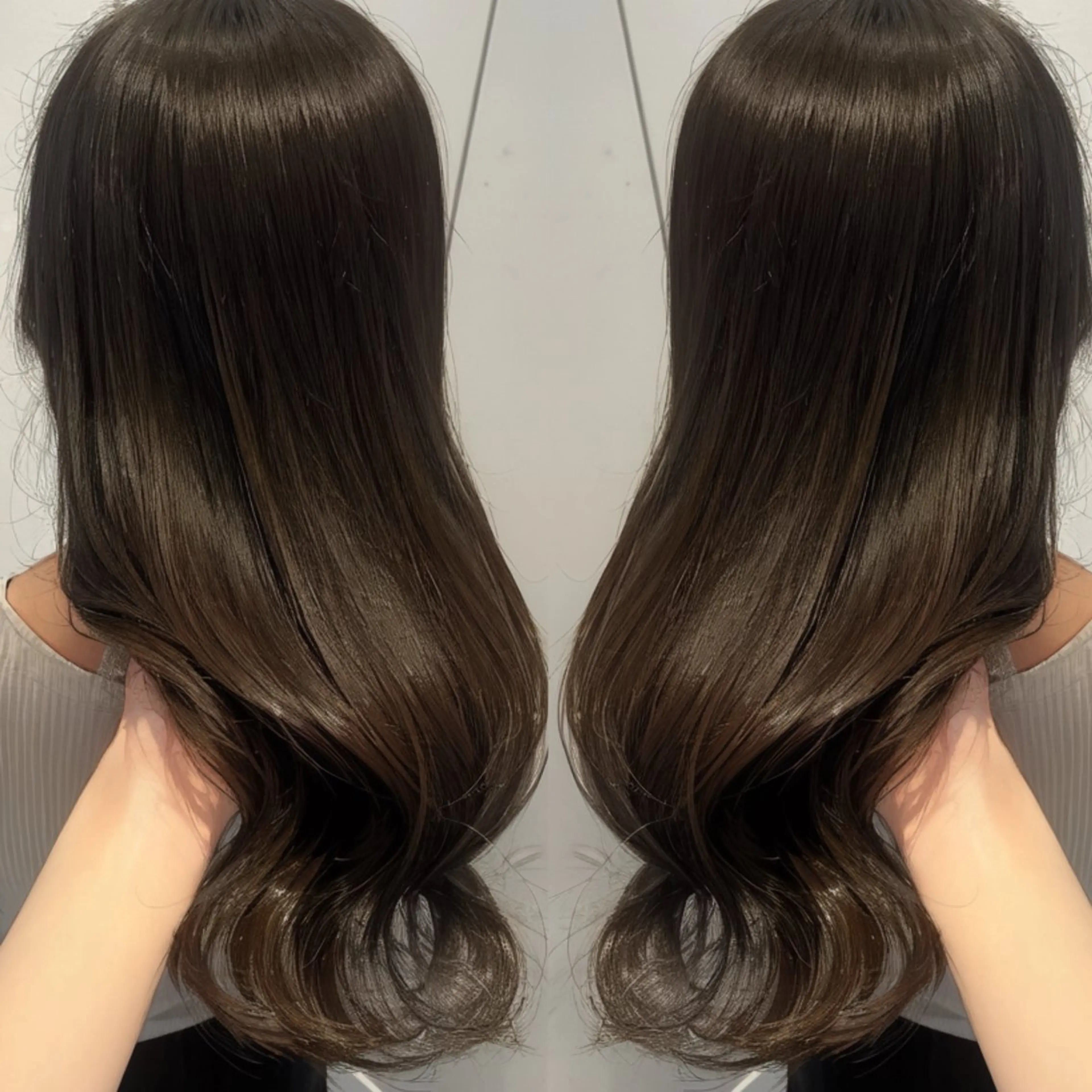 ロング カラー 透明感カラー グレージュ オリーブカラー オリーブグレージュ オリーブグレー カット ヘアカラー トリートメント ラフィスヘアードープ所属・👑髪質改善Wカラー /グレージュ/アユカのヘアスタイル