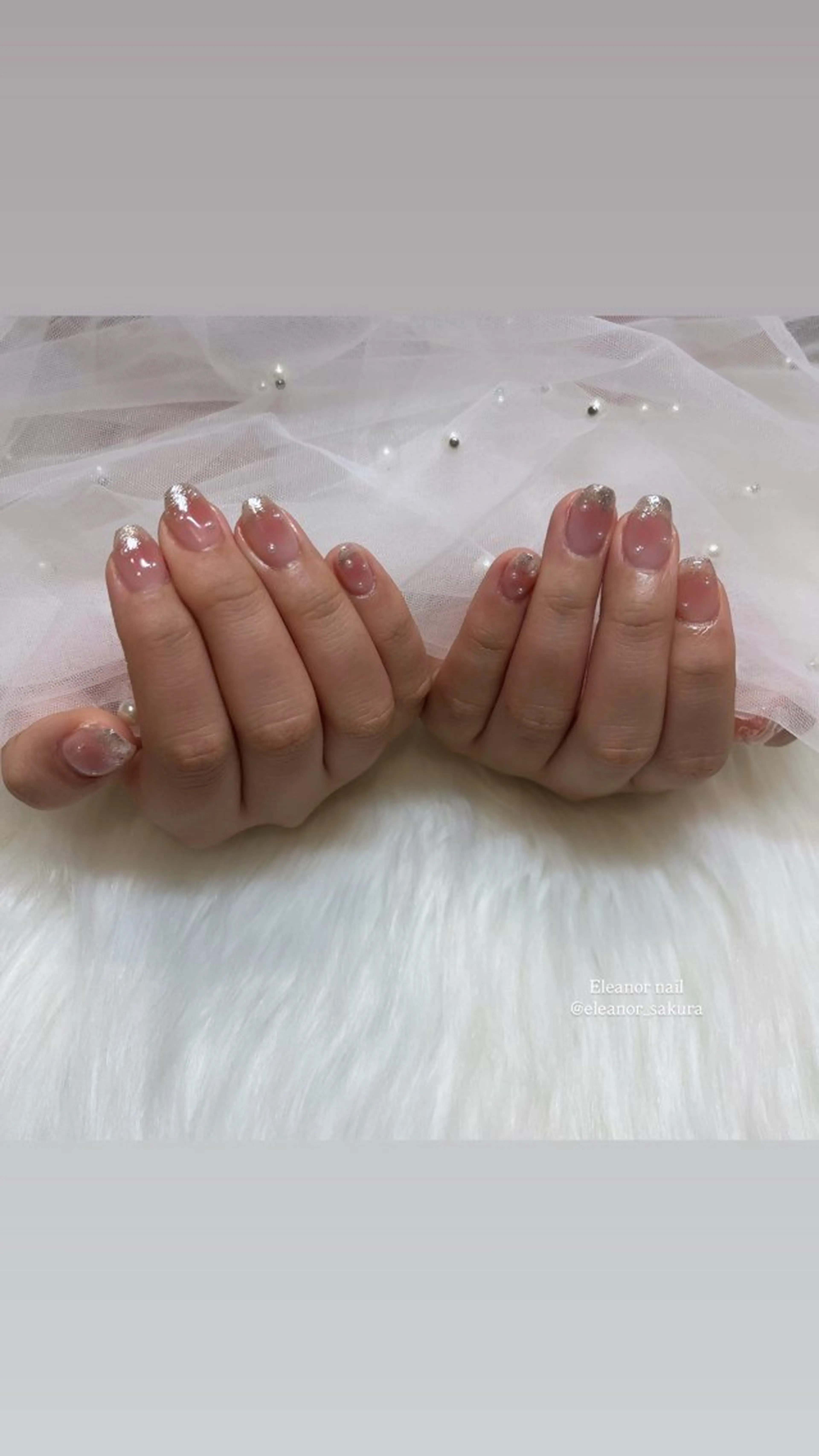 ネイル チークネイル ラメ(グリッター) Sakura 🩵のネイルデザイン