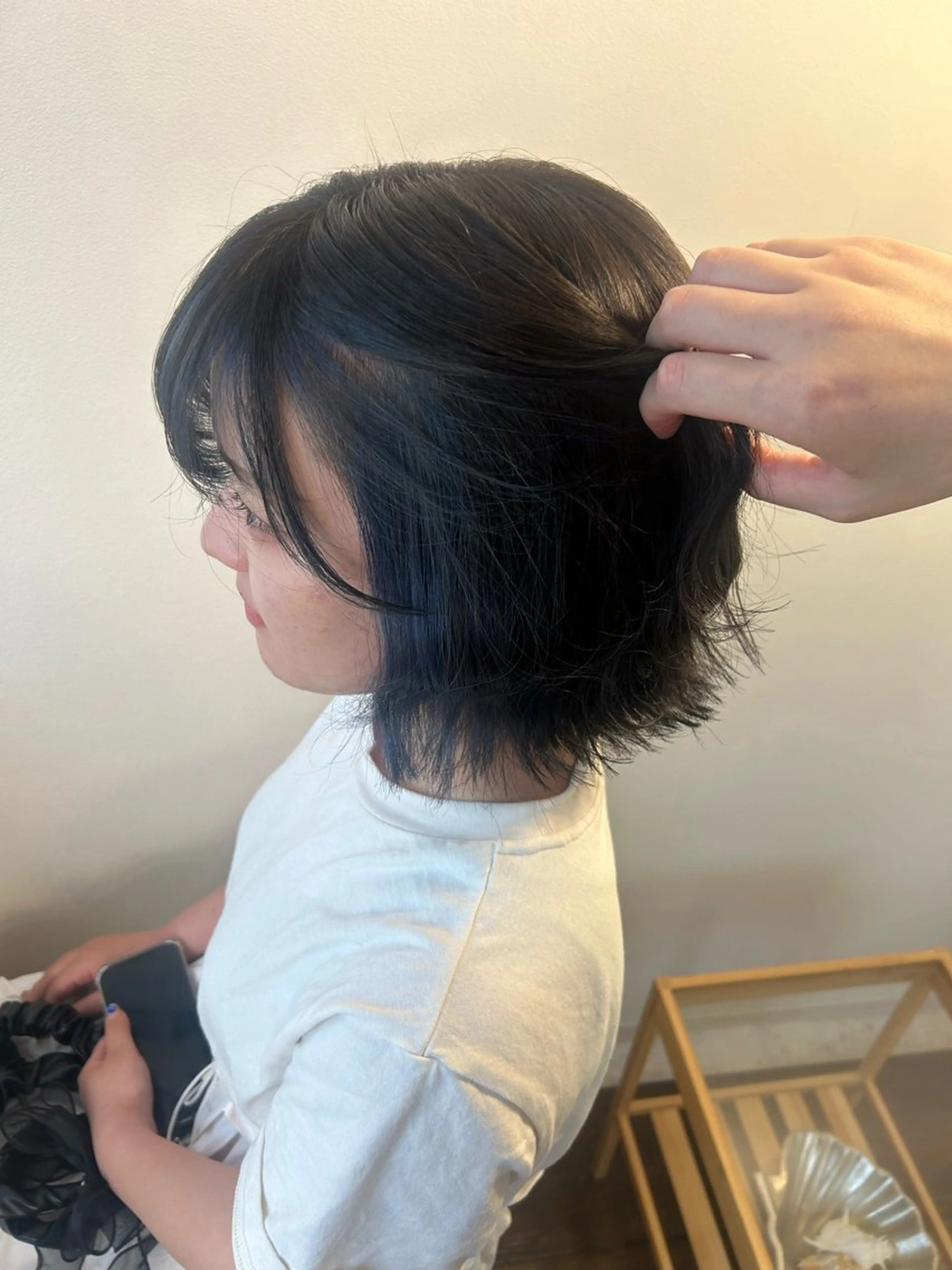 ショート カラー ヘアアレンジ shu ブラウンピンクカラーのヘアスタイル