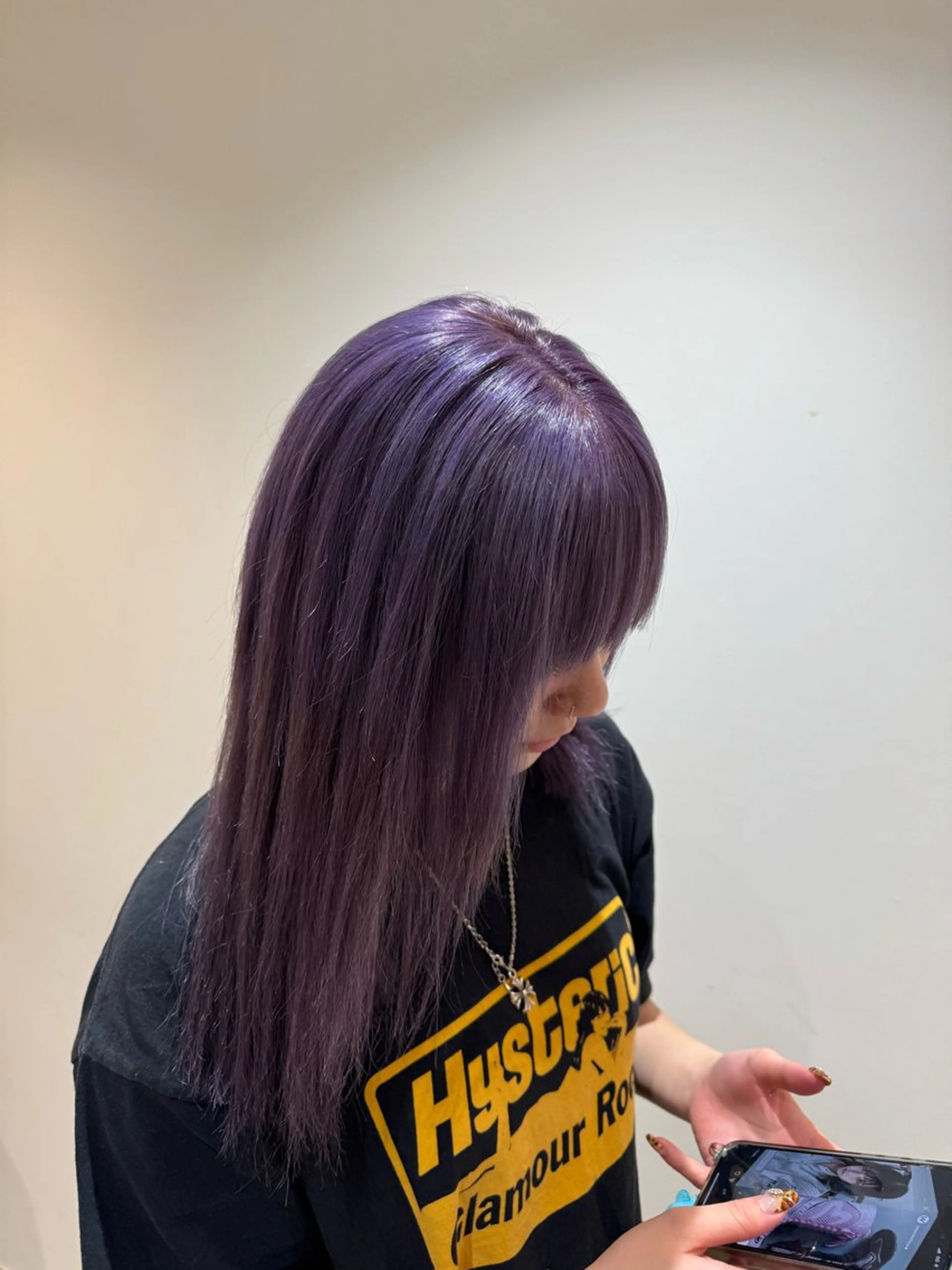 ミディアム カラー 切りっぱなしボブ ミディアムパーマ バレイヤージュ ベージュカラー ブリーチ ヘアカラー honoハイトーン Lote.一宮のヘアスタイル