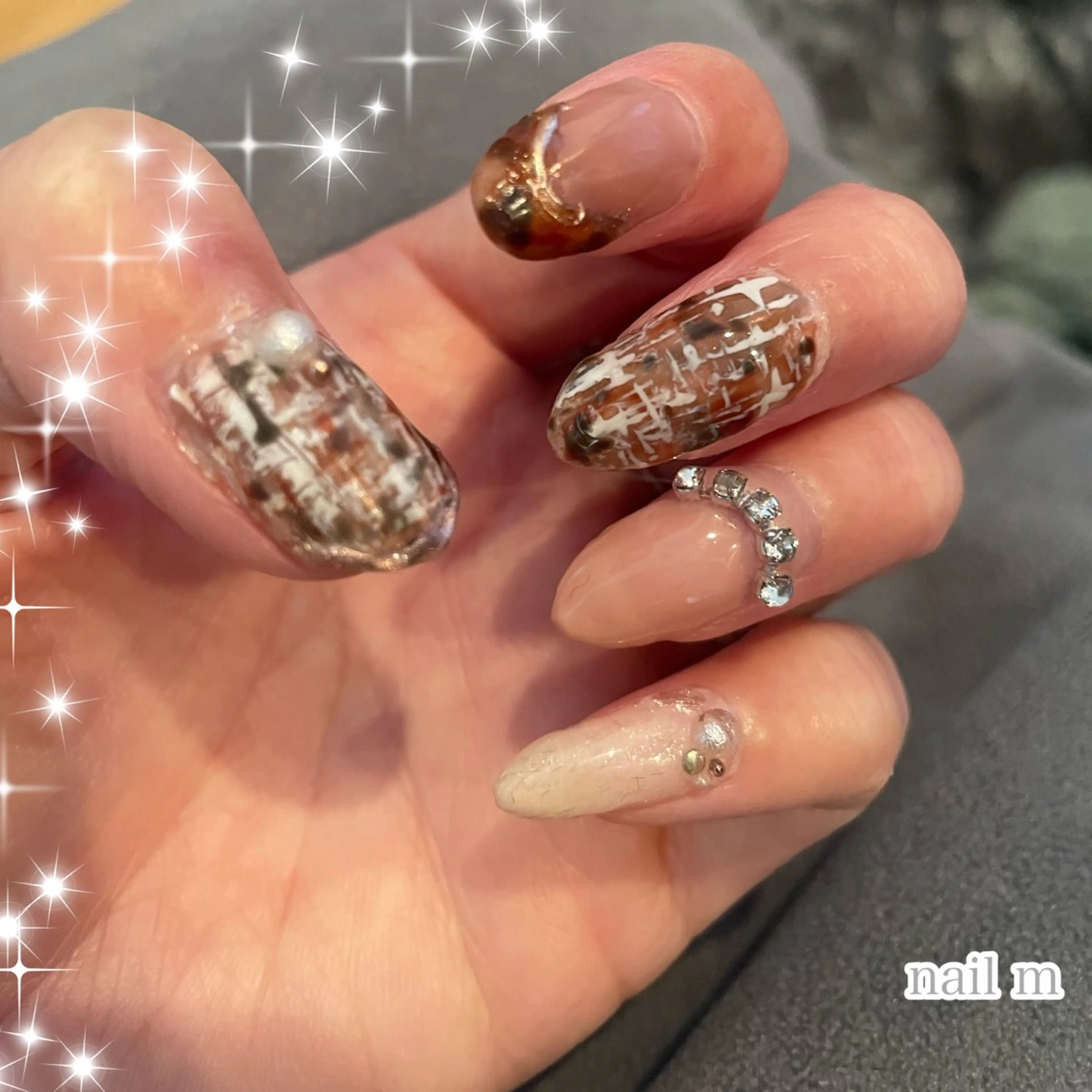 ネイル ジェルネイル ミラーネイル ツイードネイル NAIL★M 真紀のネイルデザイン