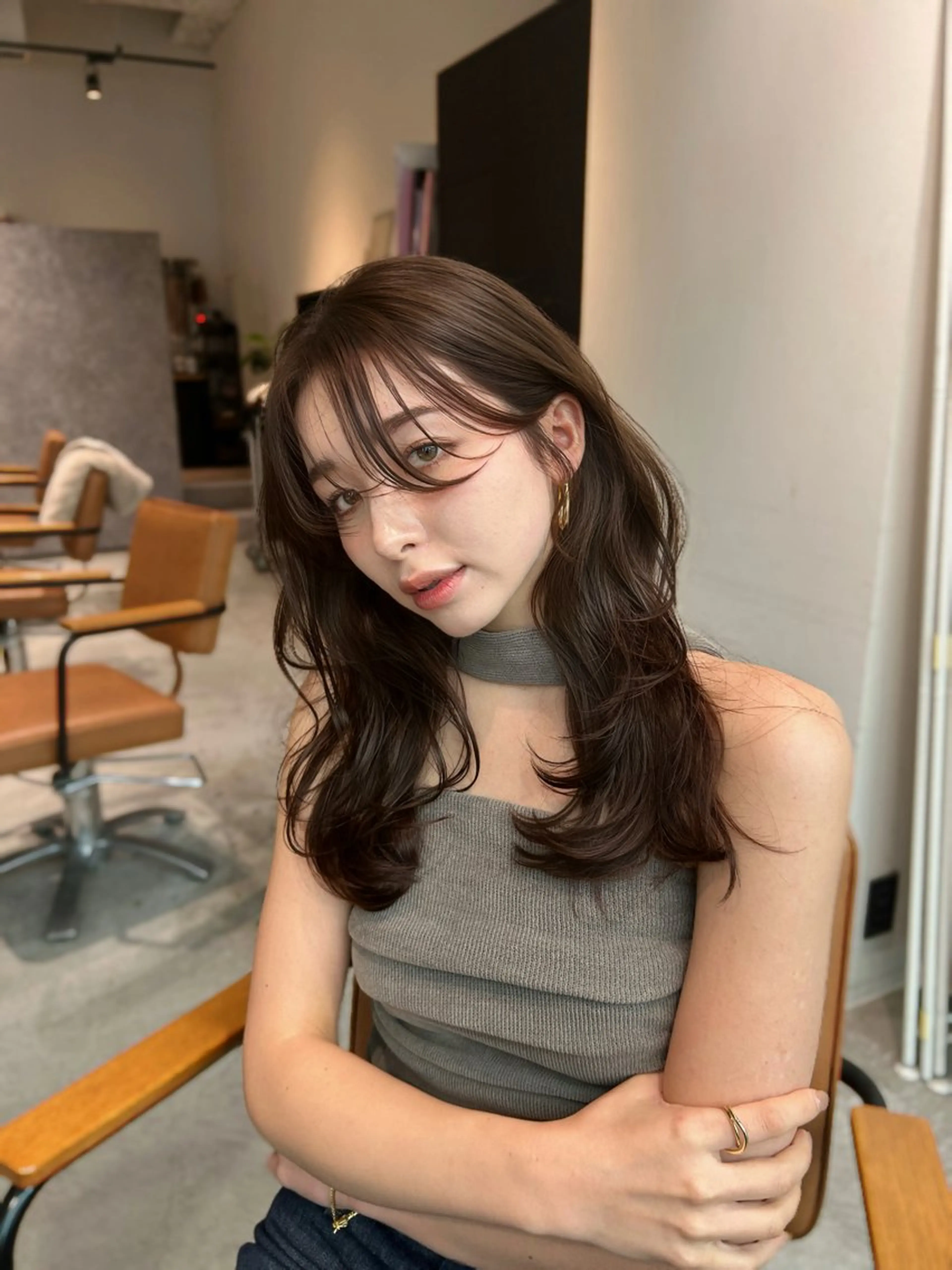 セミロング 奥田 蓮のヘアスタイル