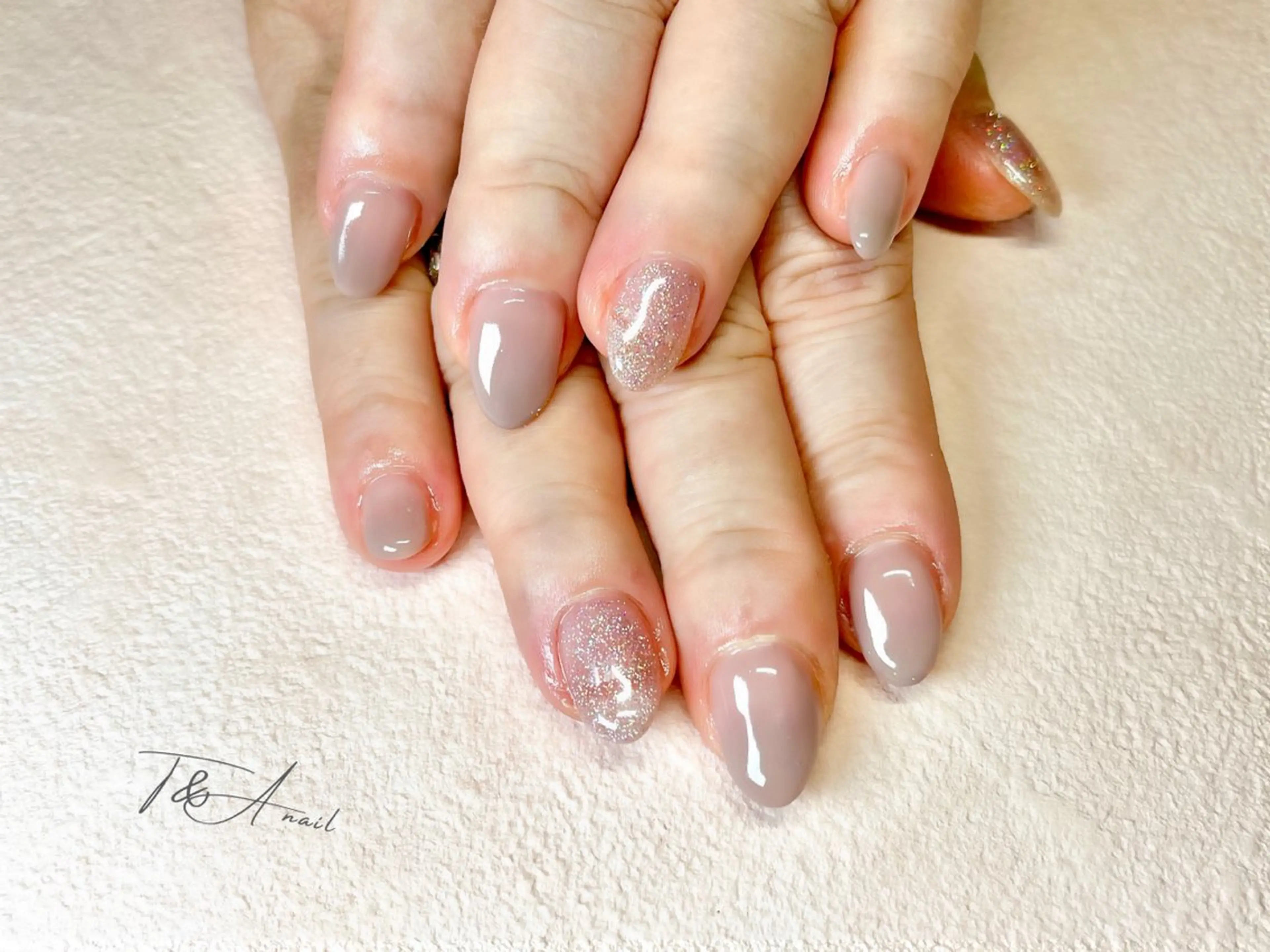 ネイル 長さ出し ジェルネイル グラデーション スカルプネイル シンプルネイル ハンドネイル T&A nailのネイルデザイン