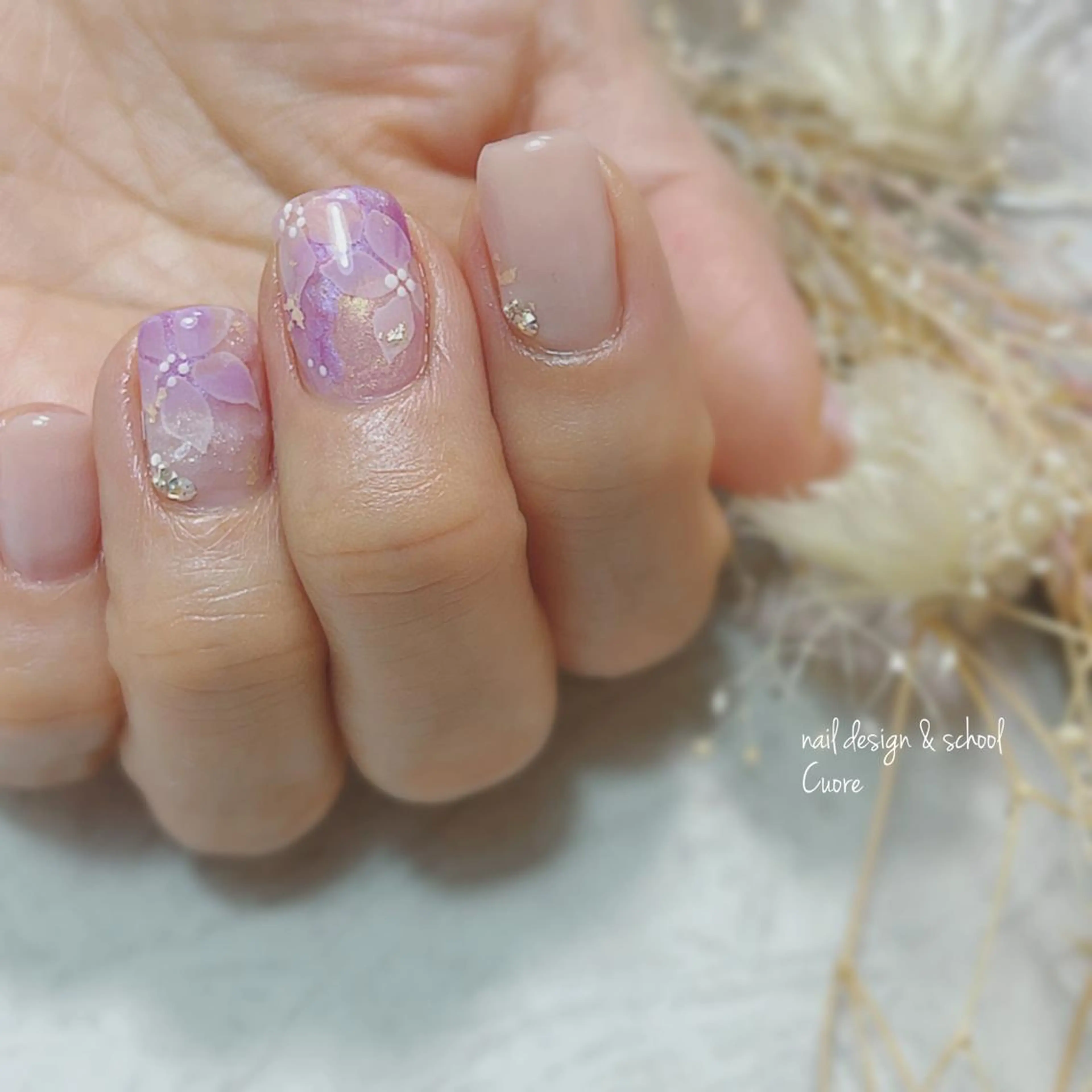 ネイル アートネイル ジェルネイル ニュアンスネイル シンプルネイル 春ネイル Cuore谷岡紗妃/ 宮崎台のネイルデザイン