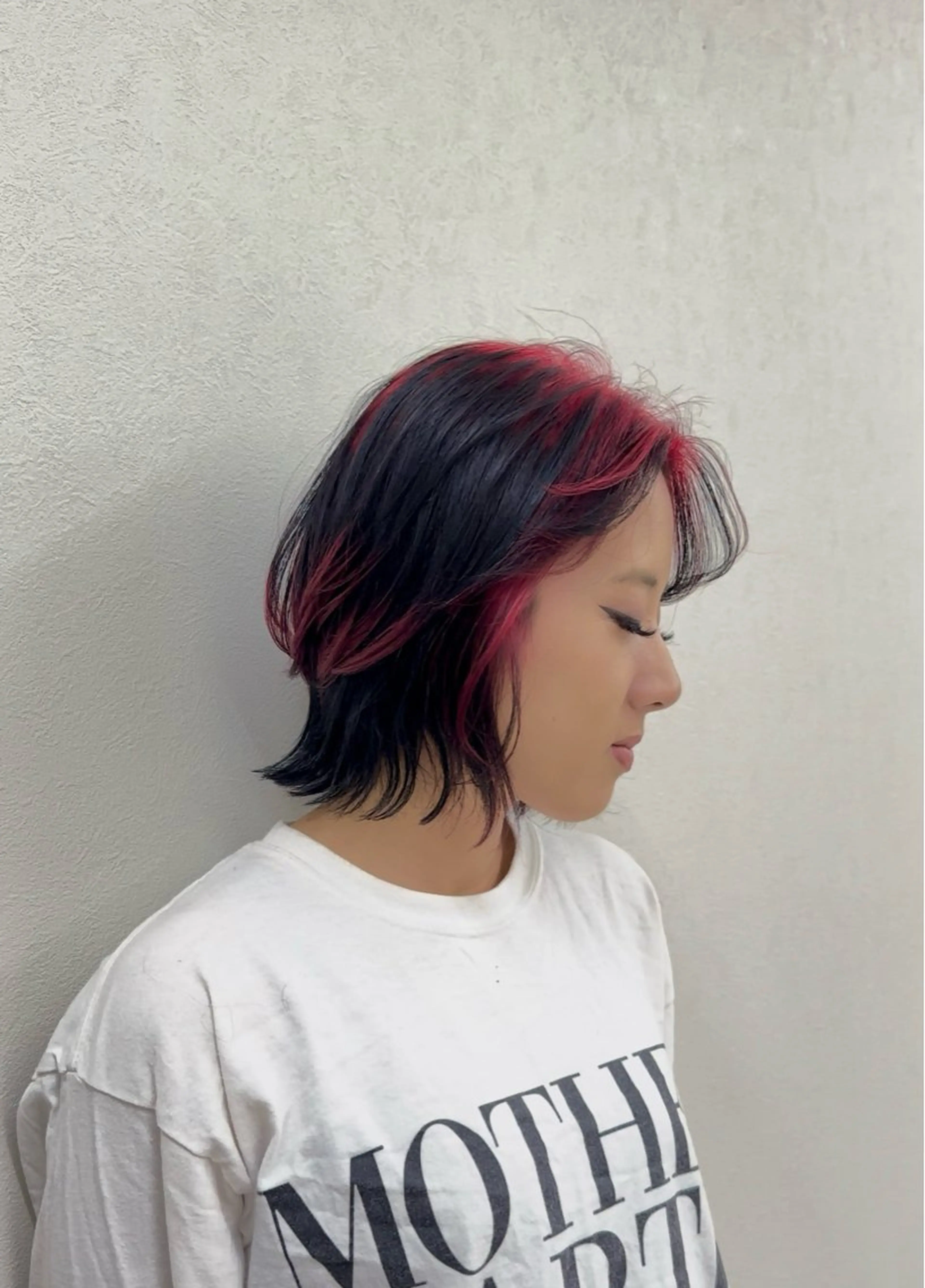 ミディアム ハイライト レイヤーカット 【デザインカラー】 難波　秀喜のヘアスタイル