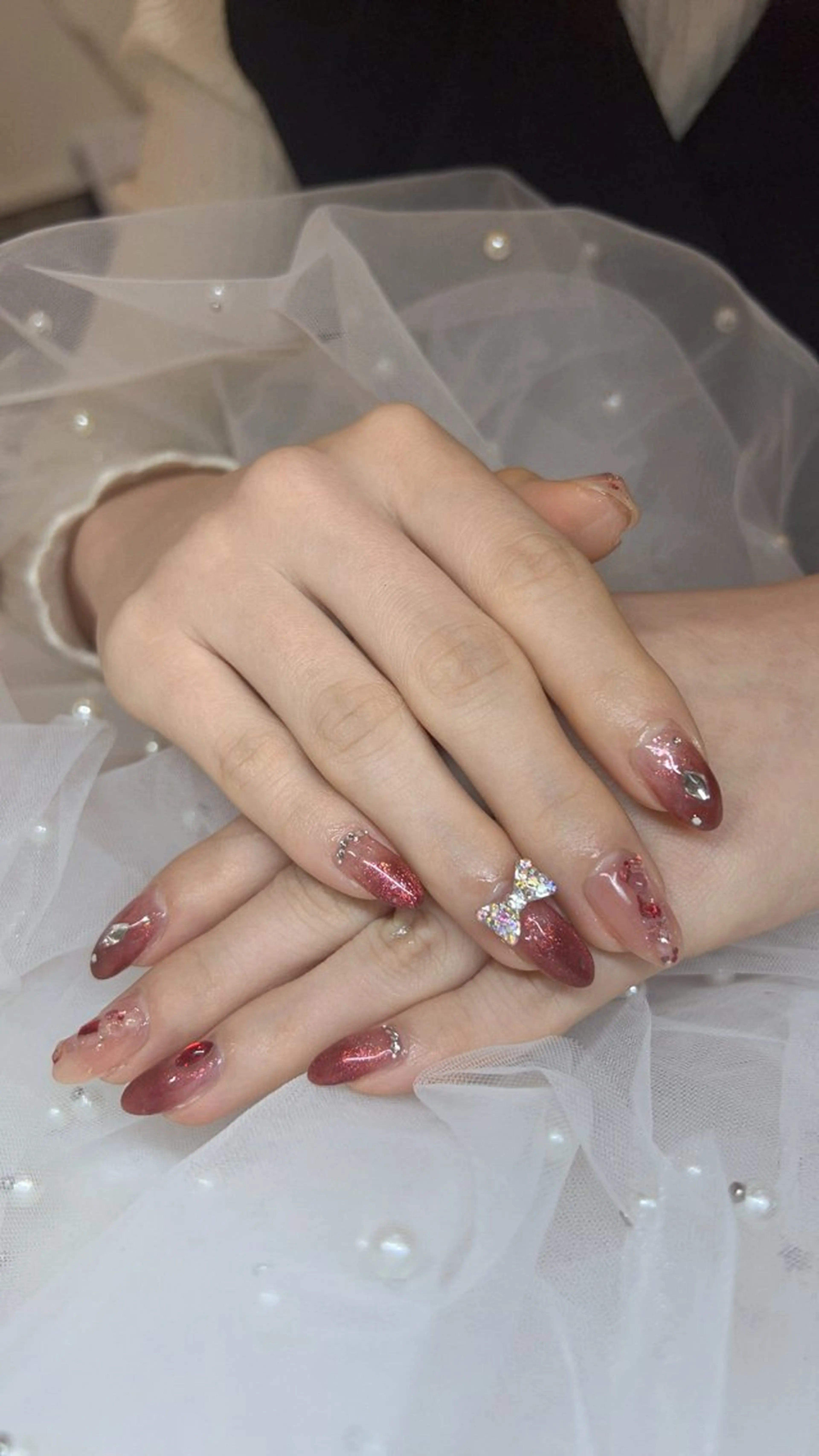 ネイル ジェルネイル ハート 韓国ネイル ニュアンスネイル パラジェル Niko nailサロンのネイルデザイン