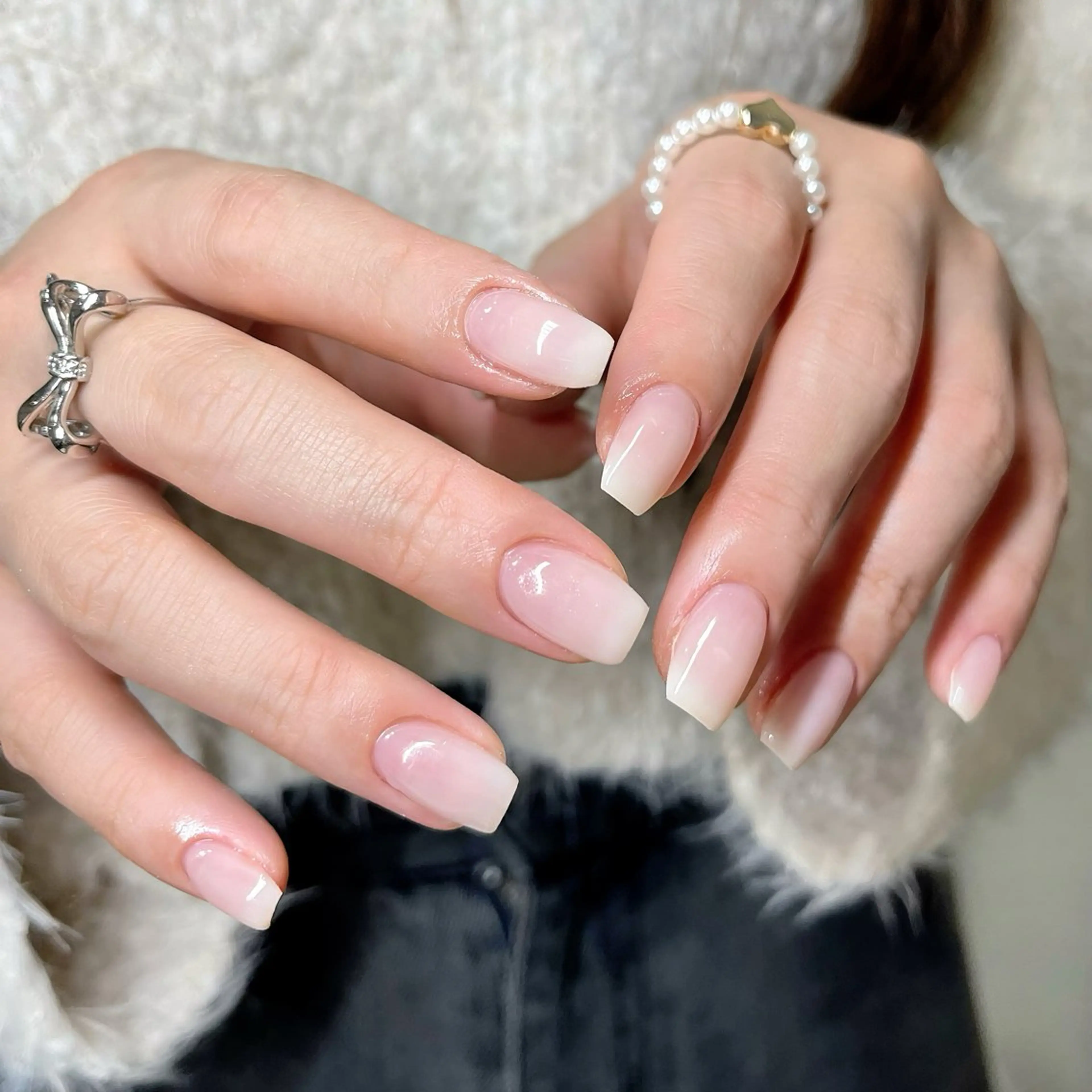 ネイル ブラウン チークネイル フレンチネイル ラメ(グリッター) ミラーネイル ハンドネイル 🫧OPELIA NAIL渋谷🫧のネイルデザイン