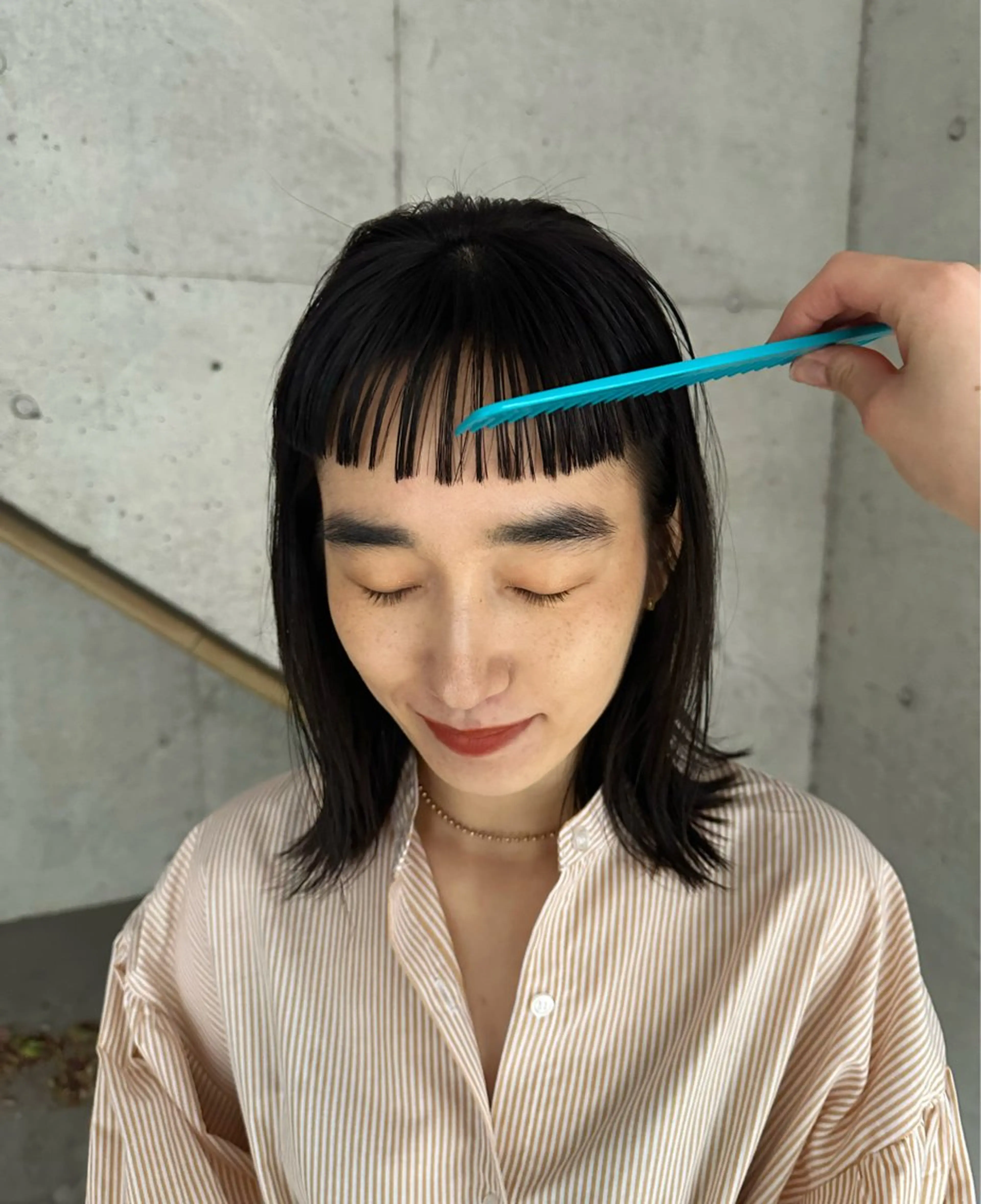 ミディアム オン眉 ❤️アヤカ Wカラー ボブ レイヤー❤️のヘアスタイル