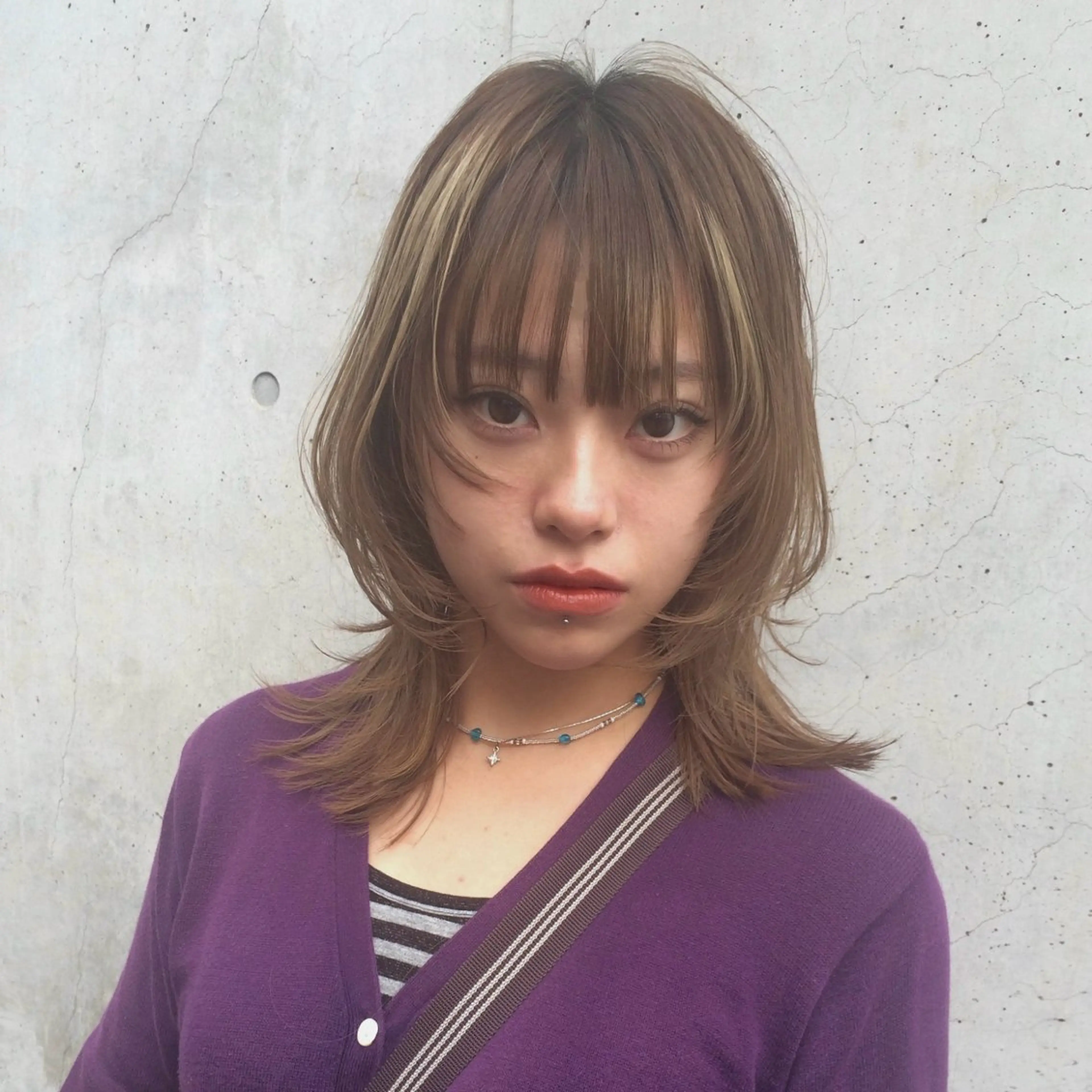 ミディアム ハッシュカット ウルフカット カット 大久保 桃夏のヘアスタイル