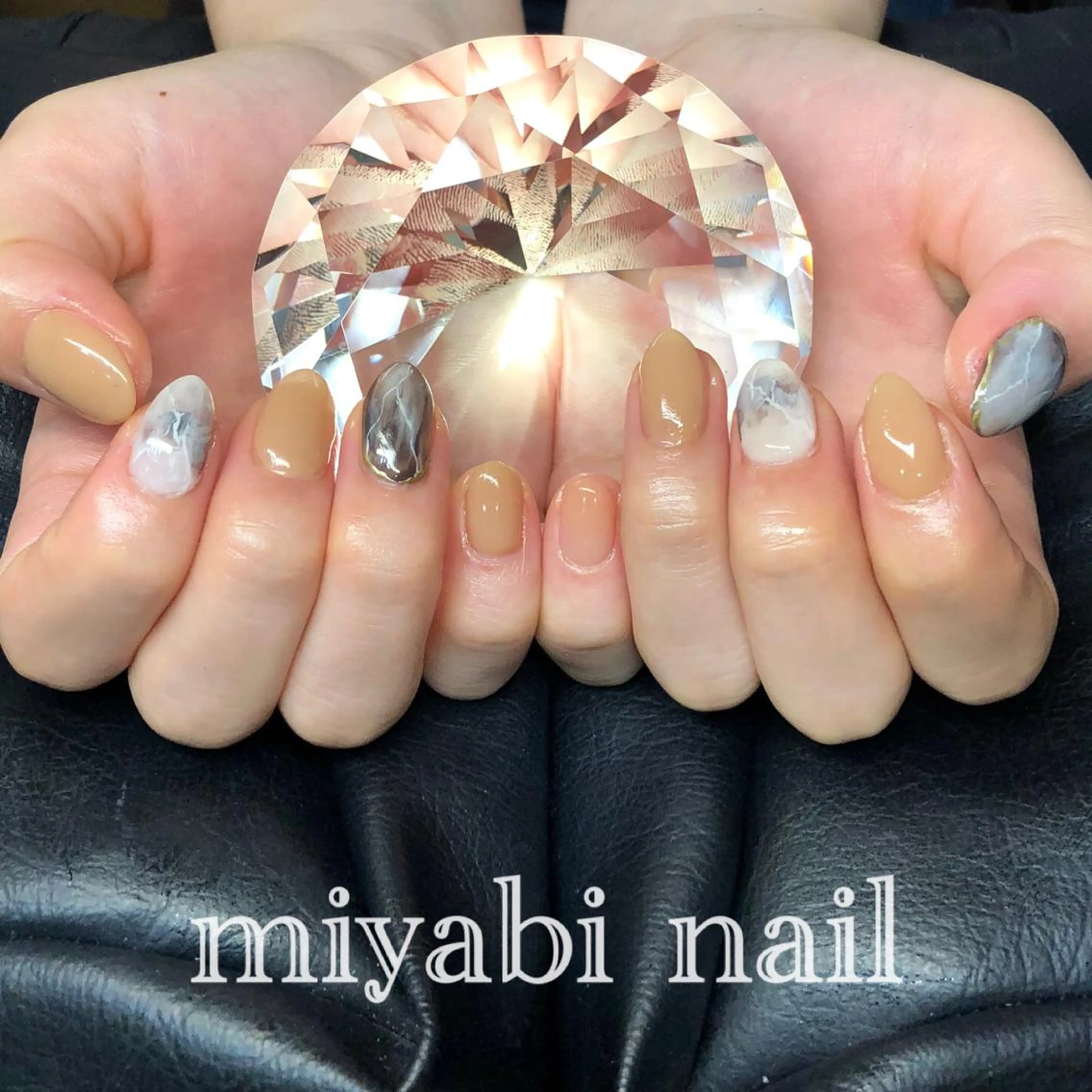 ネイル アートネイル ジェルネイル 大理石ネイル(マーブル) 持ち込み ニュアンスネイル ハンドネイル miyabi nail 桂川駅近くのネイルデザイン